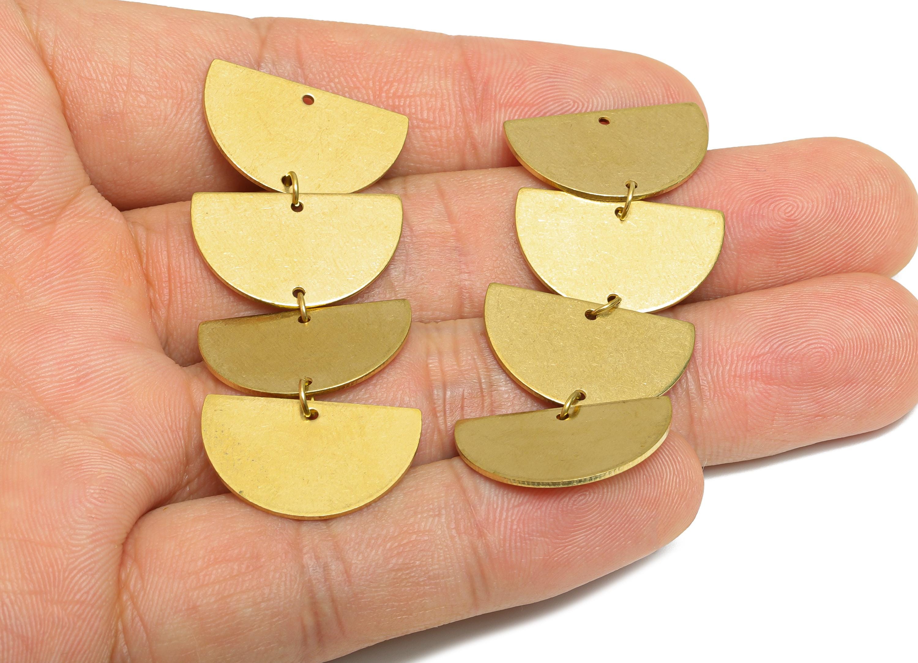 Geometric Dangle Charm - Raw Brass Boho Chic Dangle Pendant - Brass Layered Geometric Charm - Boho Chic Dangle Pendant - 53x21x1mm - PP11072 - DOMEDBAZAAR