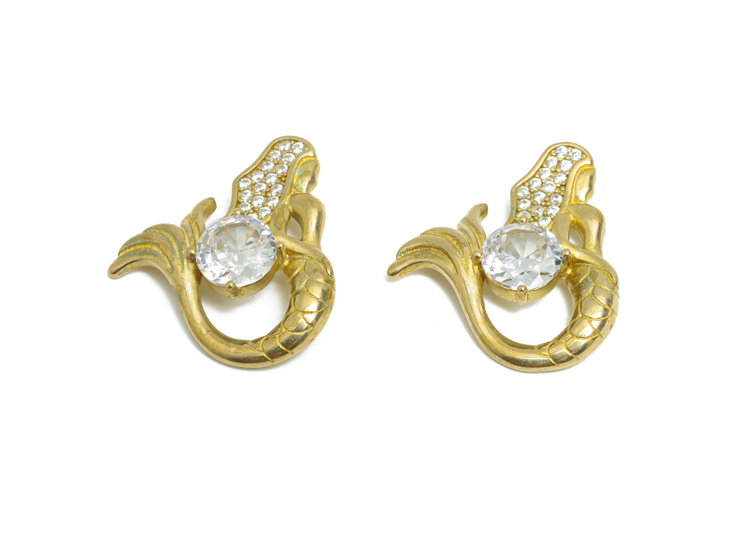 Brass Zircon Mermaid Charm - Raw Brass Dazzling Mermaid Pendant - CZ Sparkling Ocean Elegance Charm - Bespoke Mythical - 19x16x4mm - PP11056 - DOMEDBAZAAR