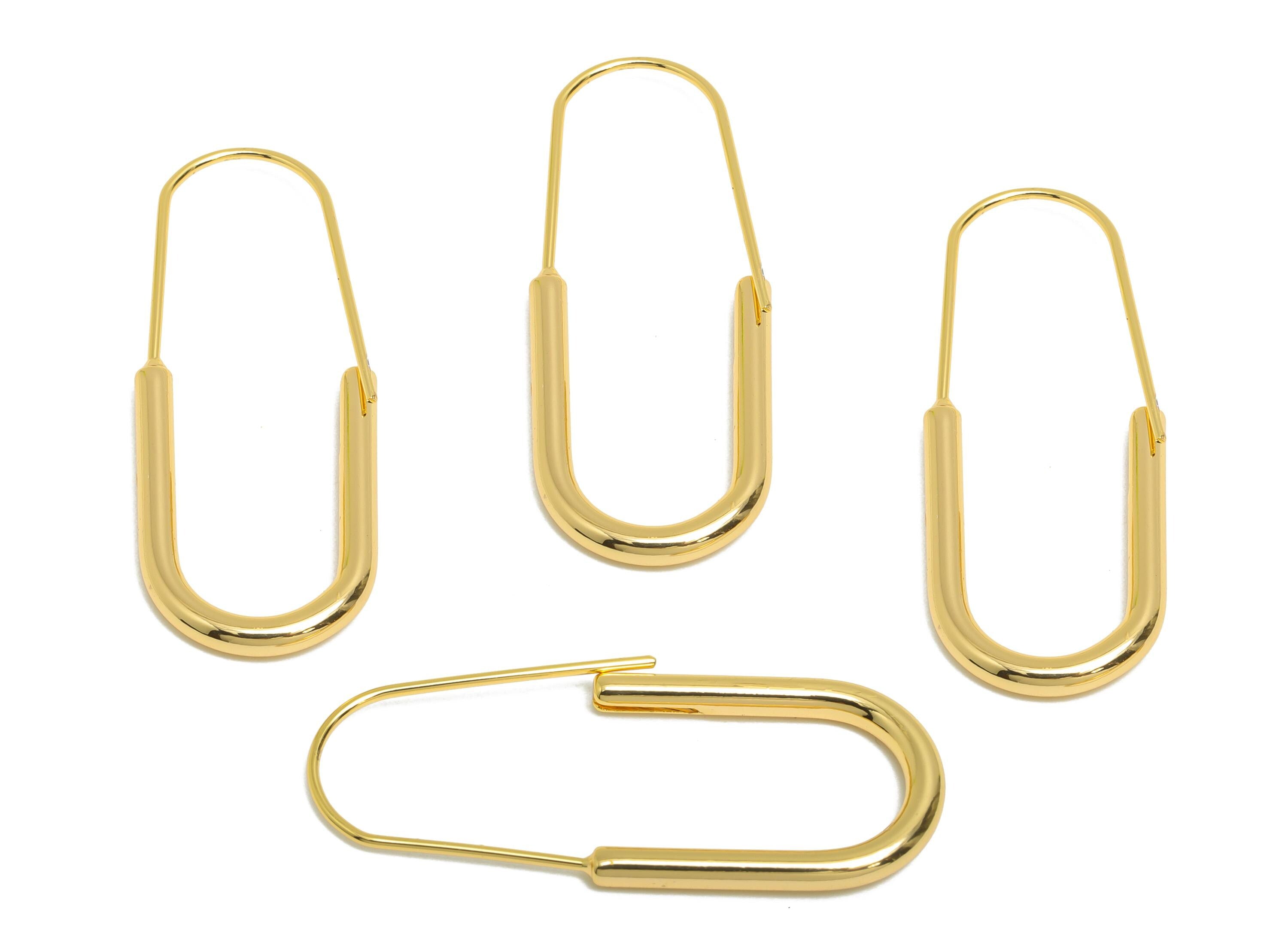 Brass U Shape Hoop Earring - Brass Hoops Earring Wire - Gold Minimalism Geometric Earring -18K Real Gold Plated Brass - 39x15x2.5mm- RGP9431