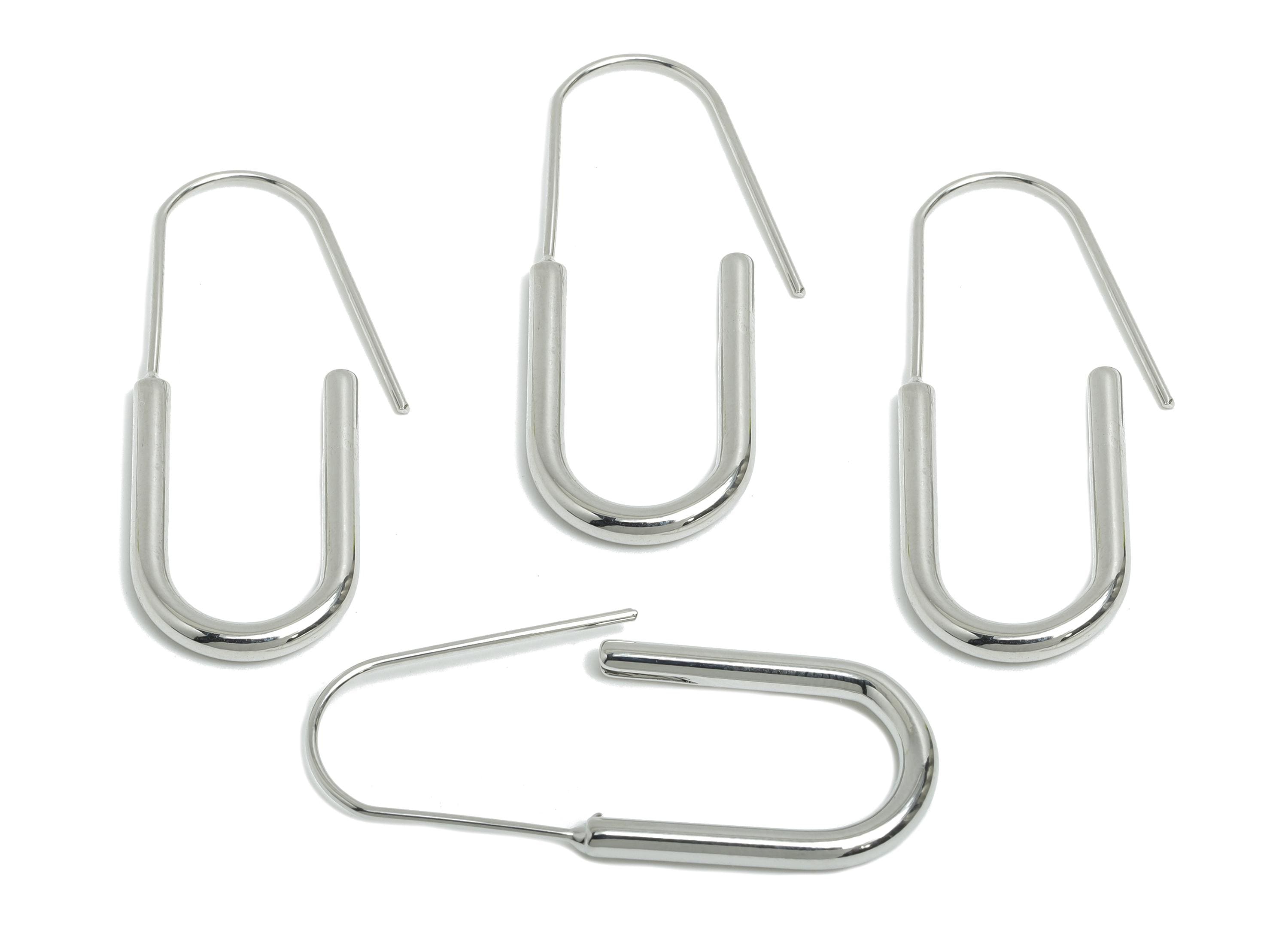 Brass U Shape Hoop Earring - Brass Hoop Earring Wire - White Minimalism Geometric Earring -18K Real White Gold Plated - 39x15x2.5mm-RGP9431S - DOMEDBAZAAR