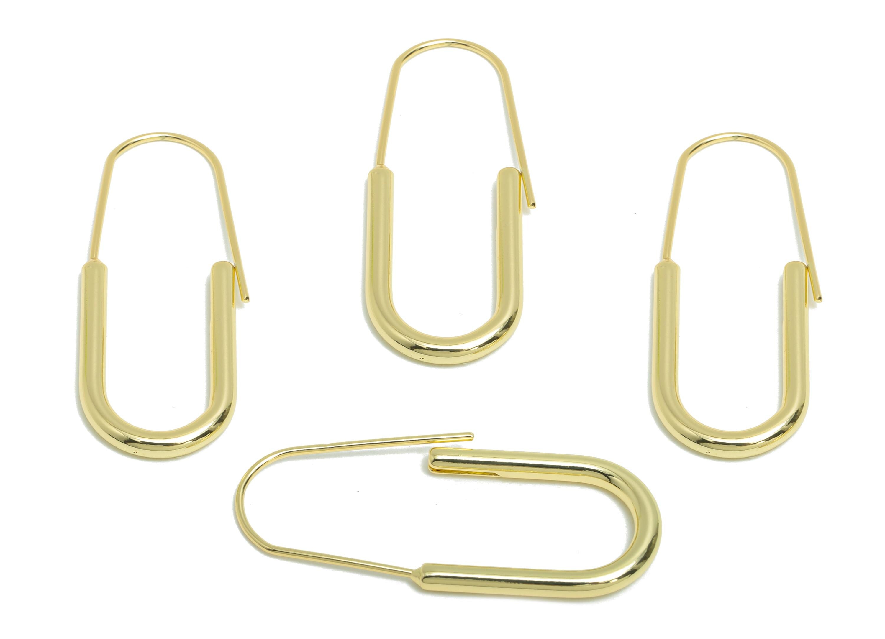 Brass U Shape Hoop Earring - Brass Hoops Earring Wire - Gold Minimalism Geometric Earring -14K Real Gold Plated Brass - 39x15x2.5mm- RGP9431 - DOMEDBAZAAR