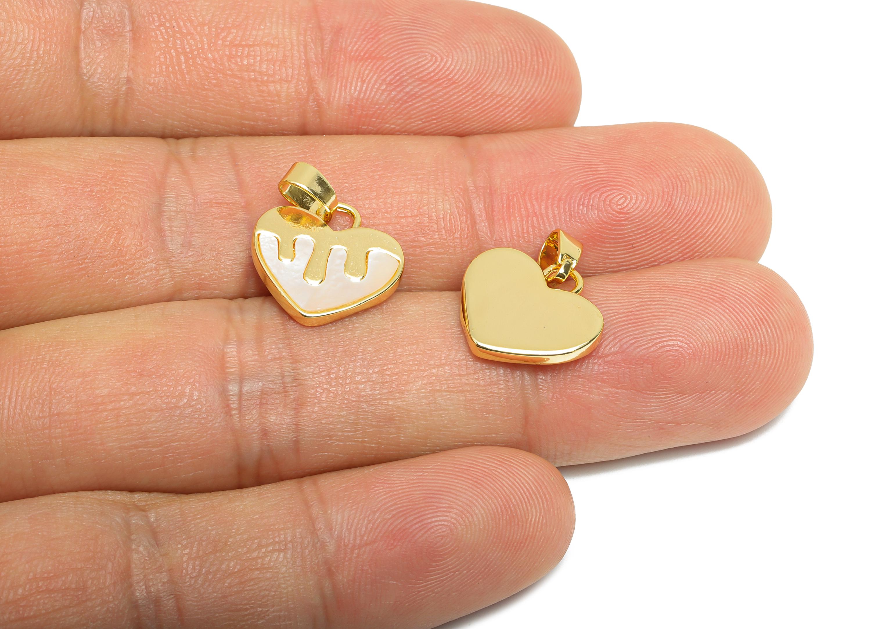 Brass Heart Earring Charm - Gold Heart Melting Seashell Pendant- Romantic Love Heart Charm - 18K Real Gold Plated - 14x13.47x1.9mm - RGP9540 - DOMEDBAZAAR