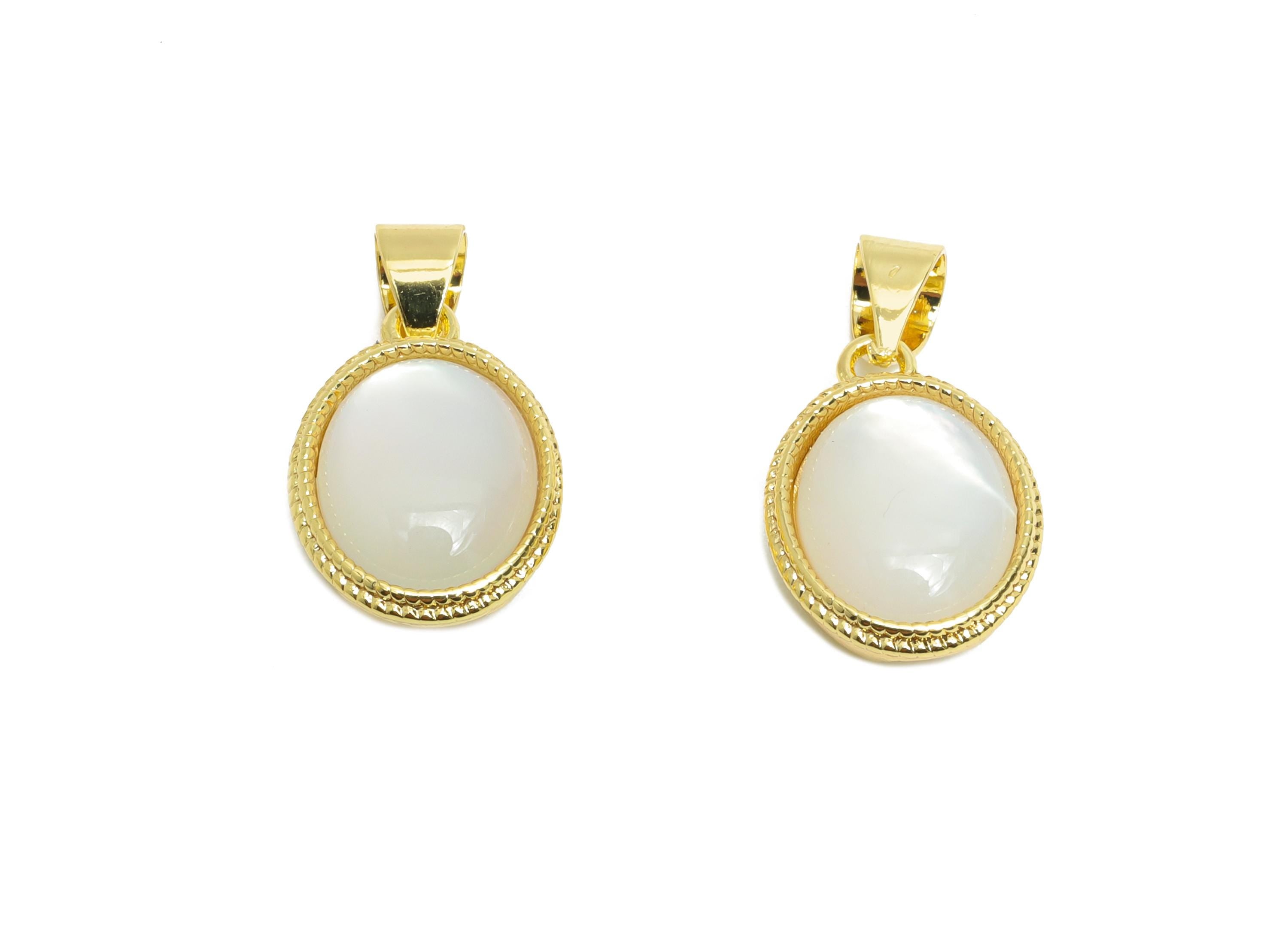 Brass Oval Earring Charms - Gold Oval Seashell Pendant - Textured Elegant Necklace Charm -18K Real Gold Plated - 19.39x10.4x5.44mm - RGP9627 - DOMEDBAZAAR