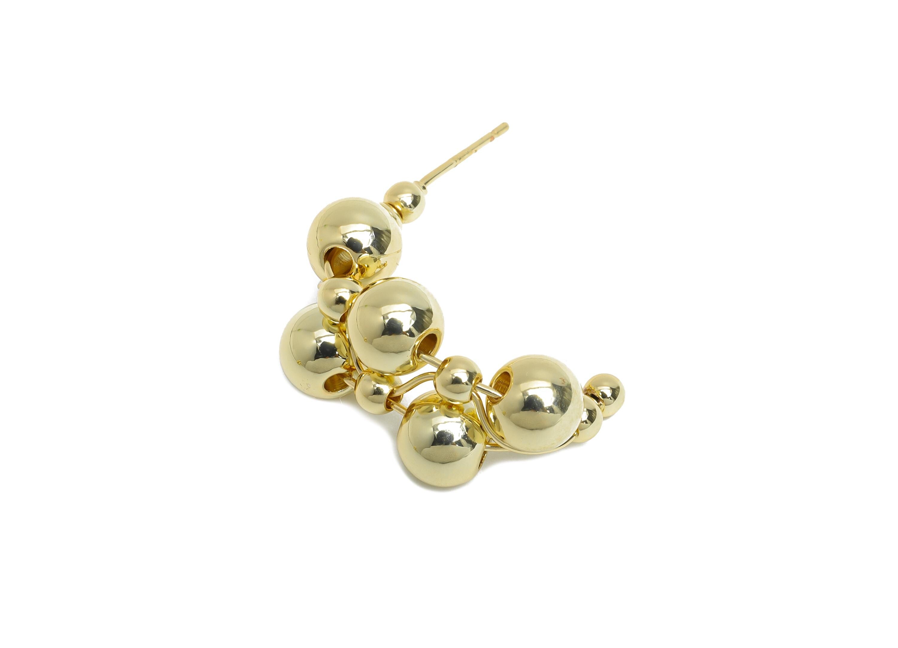 Gold Ball Cluster Earring Stud - Brass Bold Beaded Bubbles Earring Post - Geometric Cluster Jewelry -14K Gold Plated -21x15x12mm -RGP9533-14 - DOMEDBAZAAR