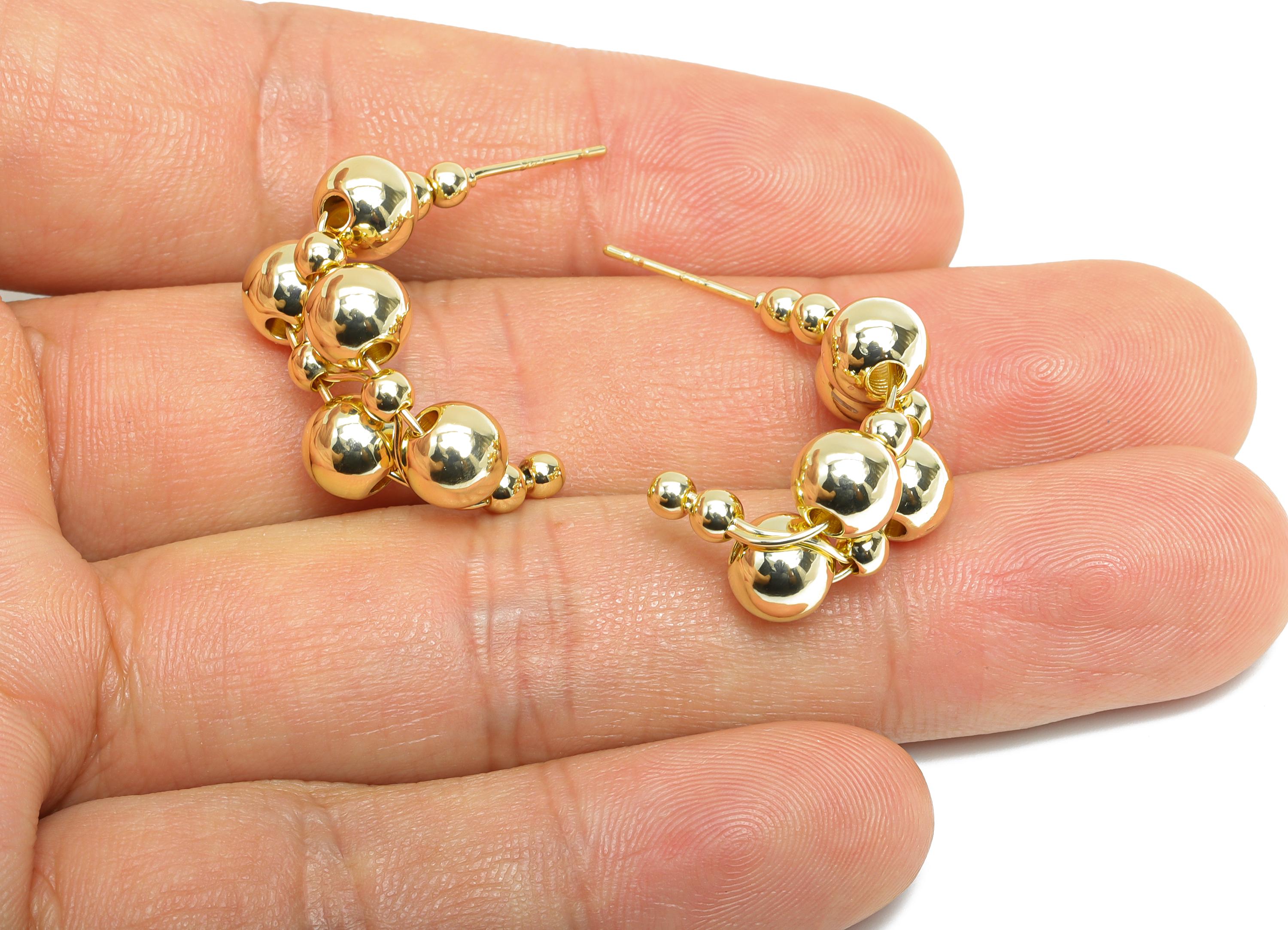 Gold Ball Cluster Earring Stud - Brass Bold Beaded Bubbles Earring Post - Geometric Cluster Jewelry -14K Gold Plated -21x15x12mm -RGP9533-14 - DOMEDBAZAAR