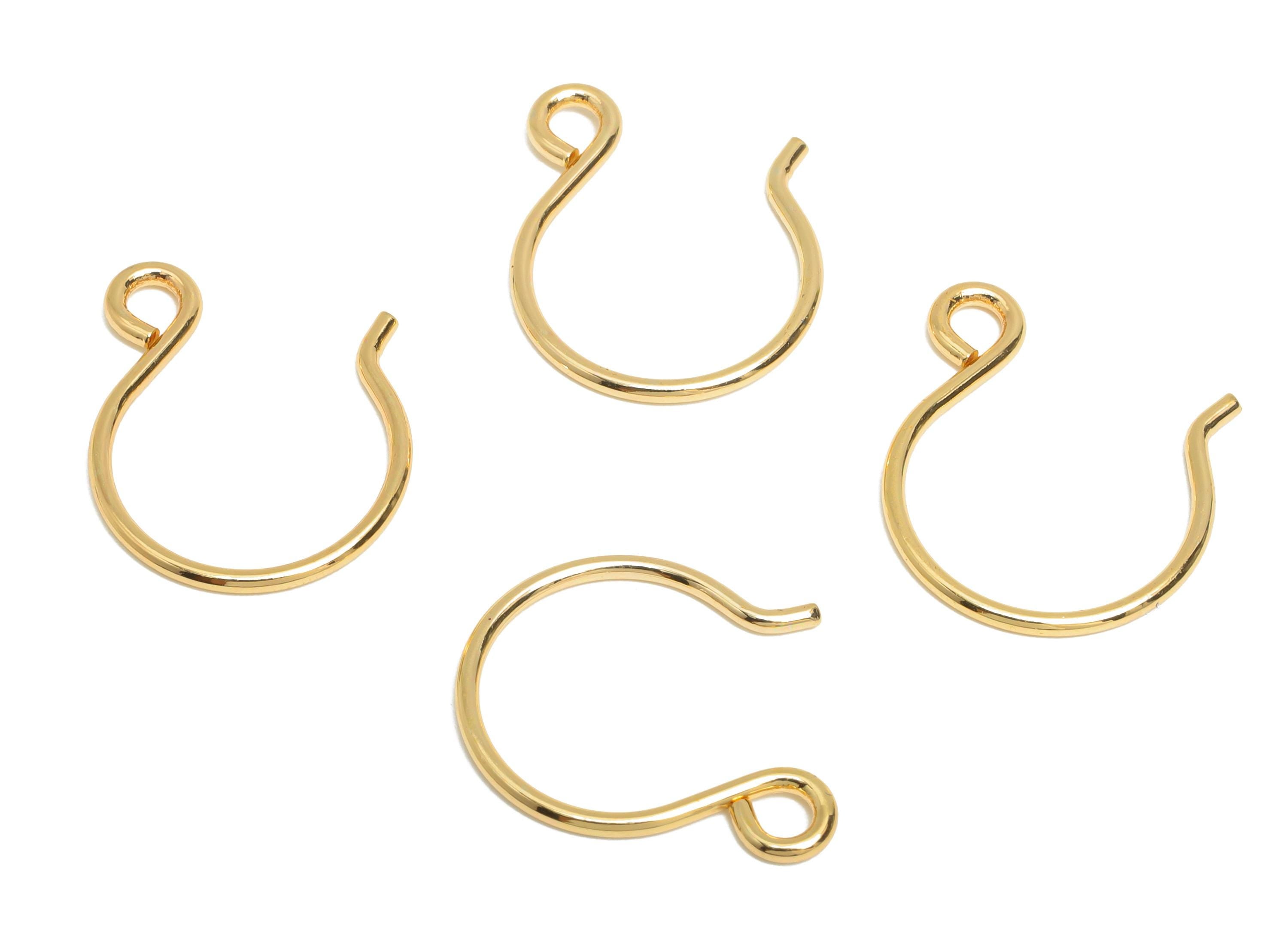 Brass Wire Hook - Metal Earring Wire Hook for Jewelry Making - Gold Hook Ear Wire for Earring - 18K Real Gold Plated - 19x15x1.2mm - RGP9559 - DOMEDBAZAAR
