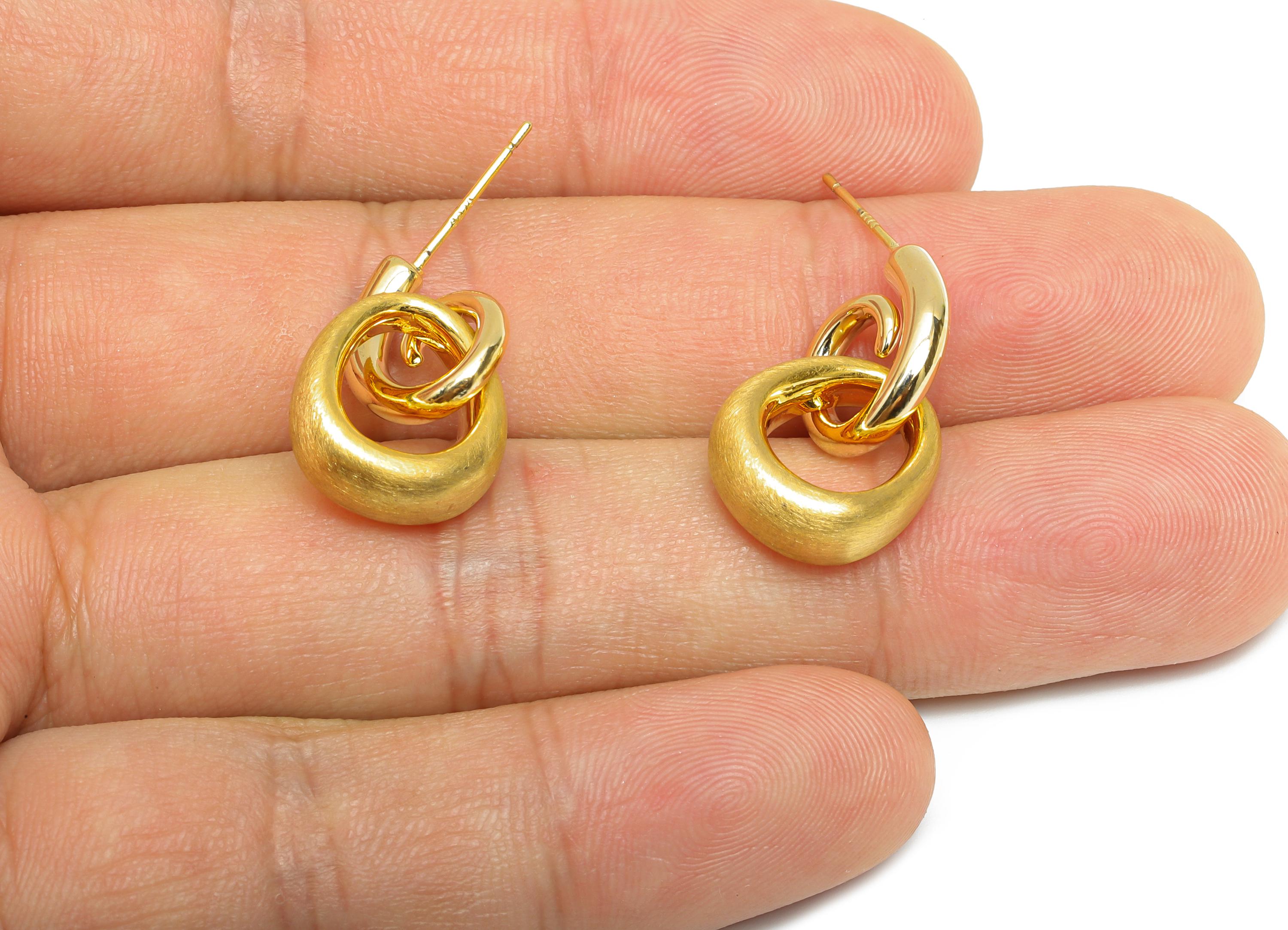 Brass Drop Dangle Earring - Gold Curved Spiral Earring Post - Geometric Hanging Earring Post - 18K Gold Plated - 23.55x13.27x0.73mm -RGP9583 - DOMEDBAZAAR