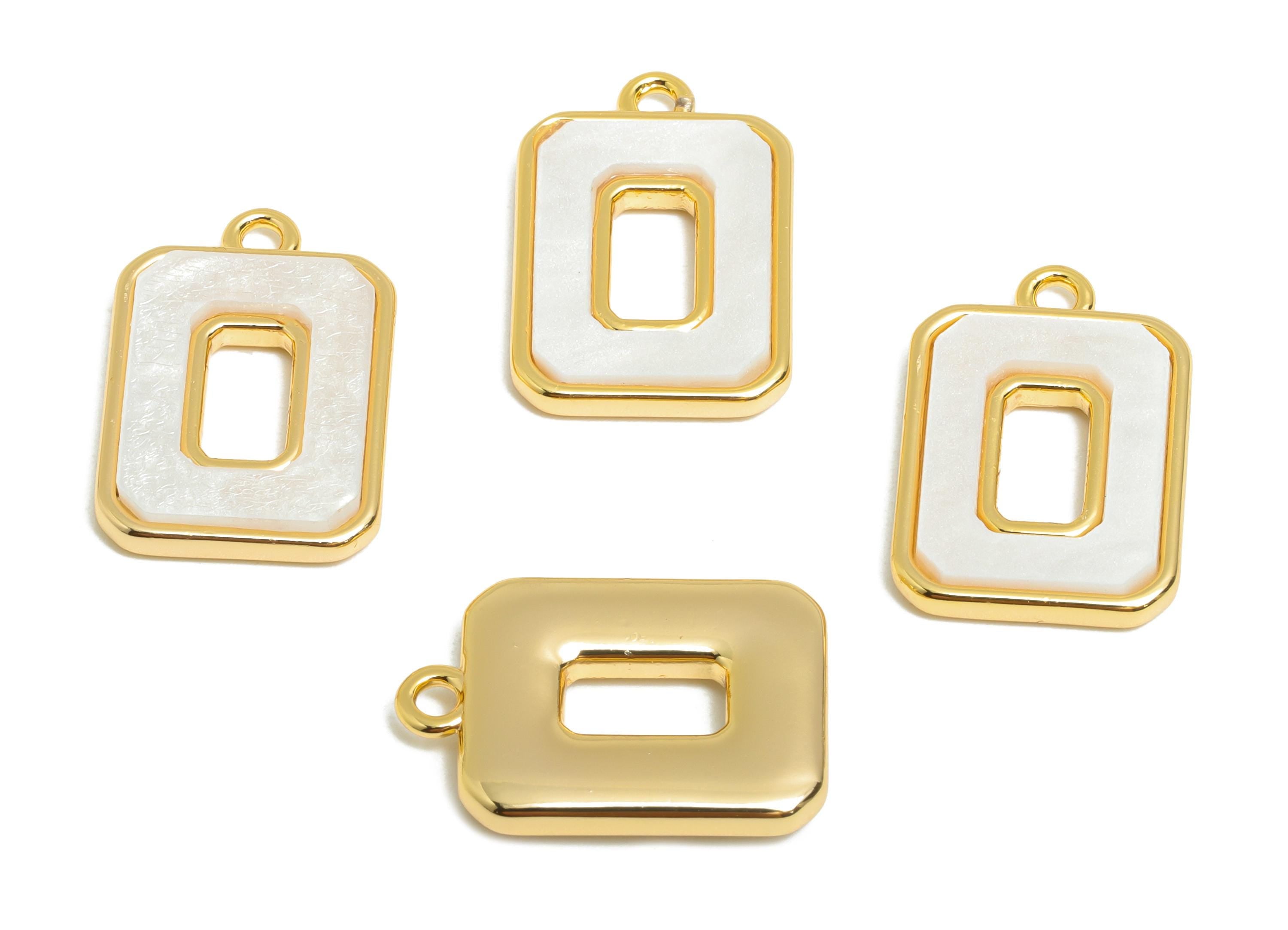 Gold Oval Rectangle Pendant - Brass Rectangular Charm for Necklace - Acrylic Gold Earring Charm -18K Real Gold Plating - 19x13x2mm -RGP10385 - DOMEDBAZAAR