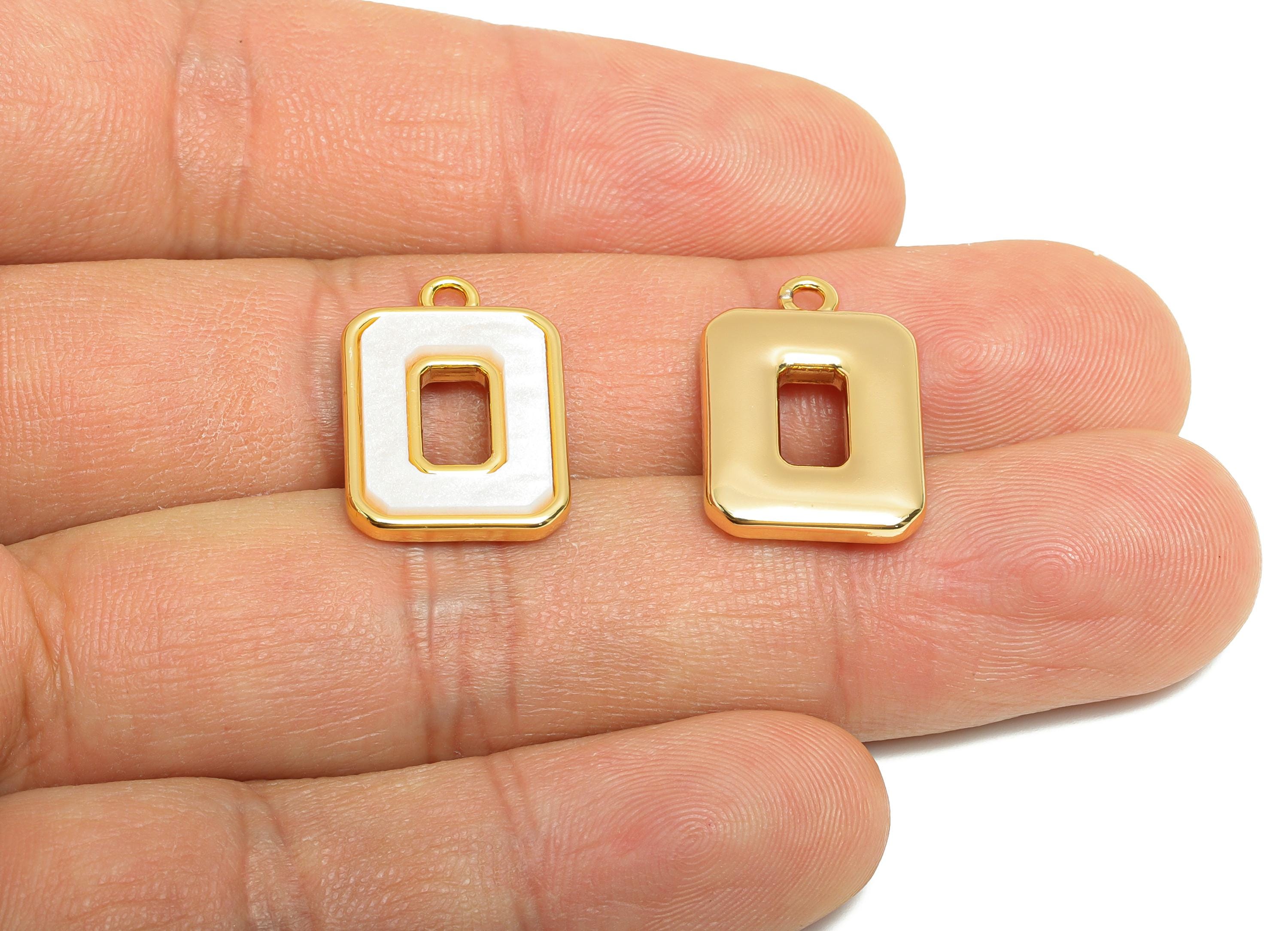Gold Oval Rectangle Pendant - Brass Rectangular Charm for Necklace - Acrylic Gold Earring Charm -18K Real Gold Plating - 19x13x2mm -RGP10385 - DOMEDBAZAAR