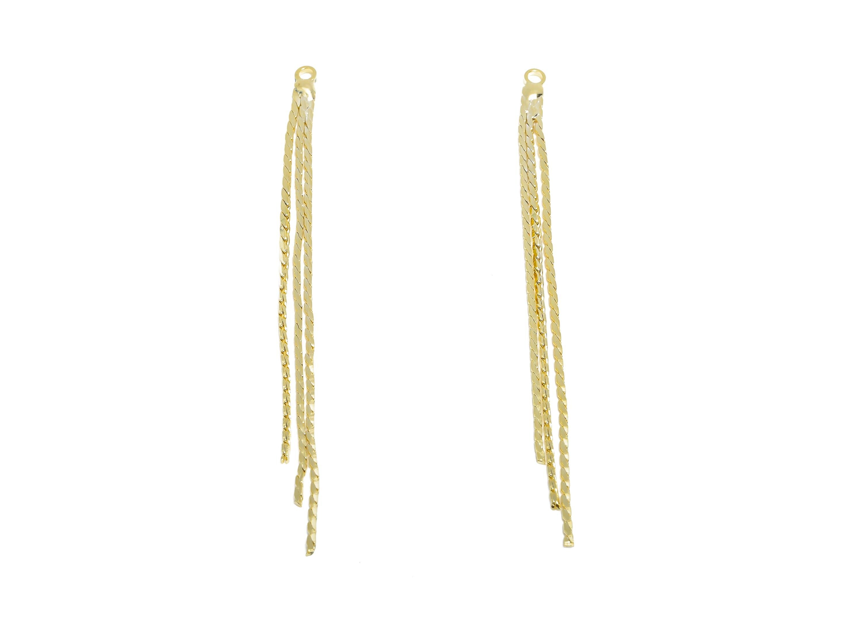 Brass Dangle Tassel Chain - Gold Long Chain with Loop - Delicate Accessory DIY - 14K Real Gold-Plated Brass - 81.45x3x1.2mm - RGP9560-14 - DOMEDBAZAAR