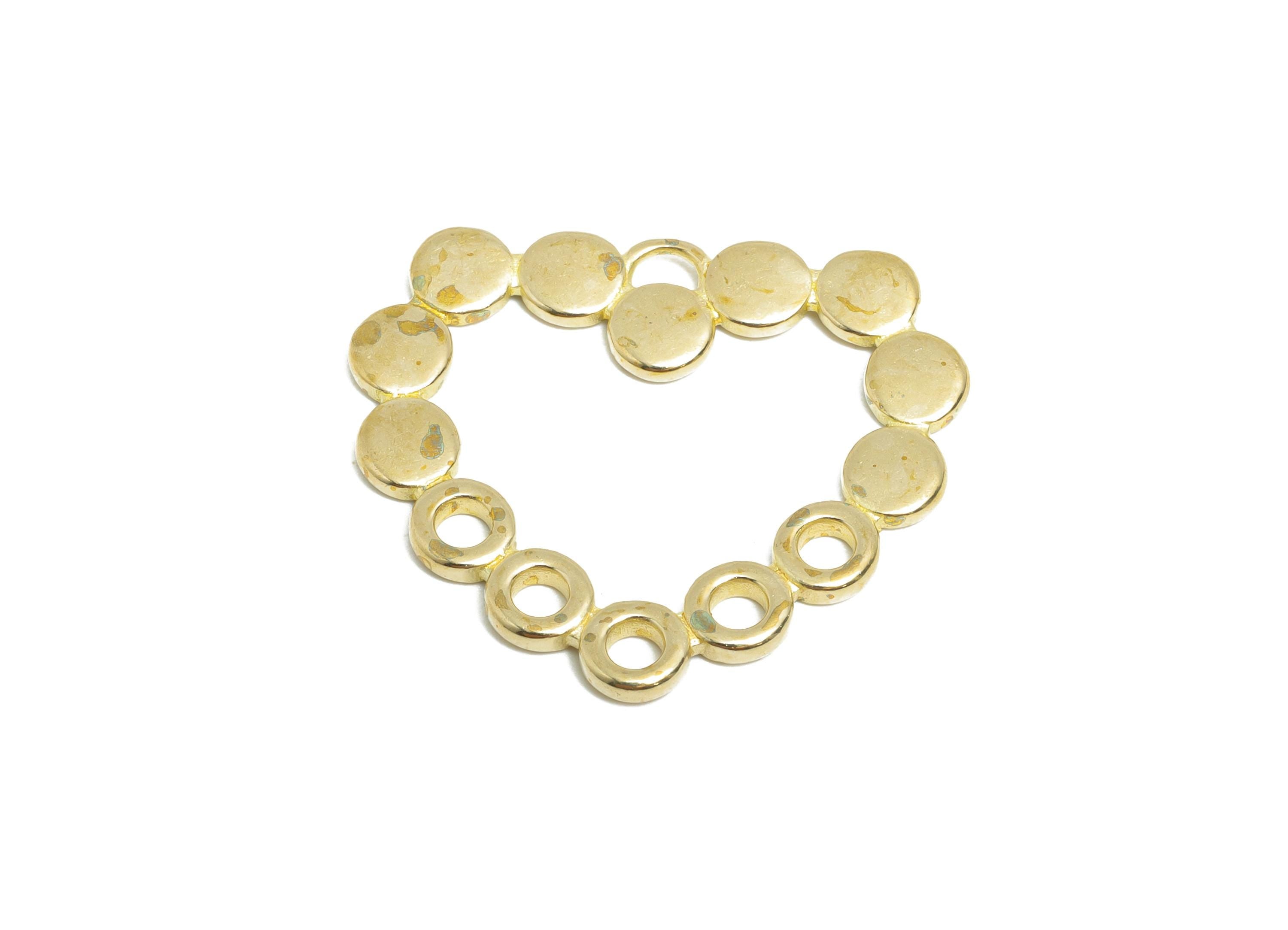 Modern Heart Earring Charm - Raw Brass Customizable Heart Pendant - Romantic Heart Ring - Craft Supplies Jewelry Making - 28x24x1mm-PP11036 - DOMEDBAZAAR