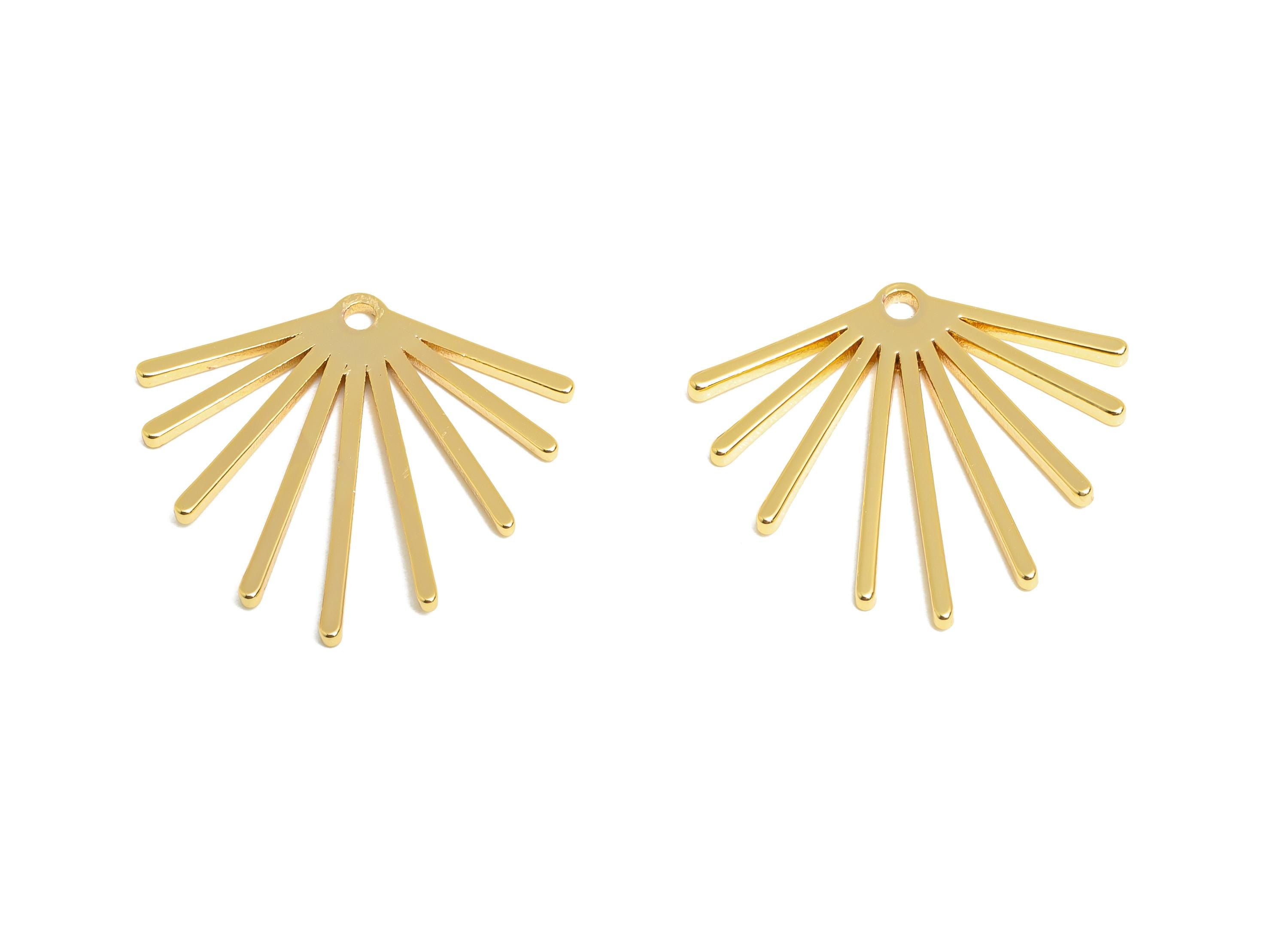 Gold Sunburst Pendant - Brass Starburst Pendant - 18K Real Gold Plating - Minimalist Abstract Sunshine Earring Charm -21x23x1mm - RGP10376 - DOMEDBAZAAR