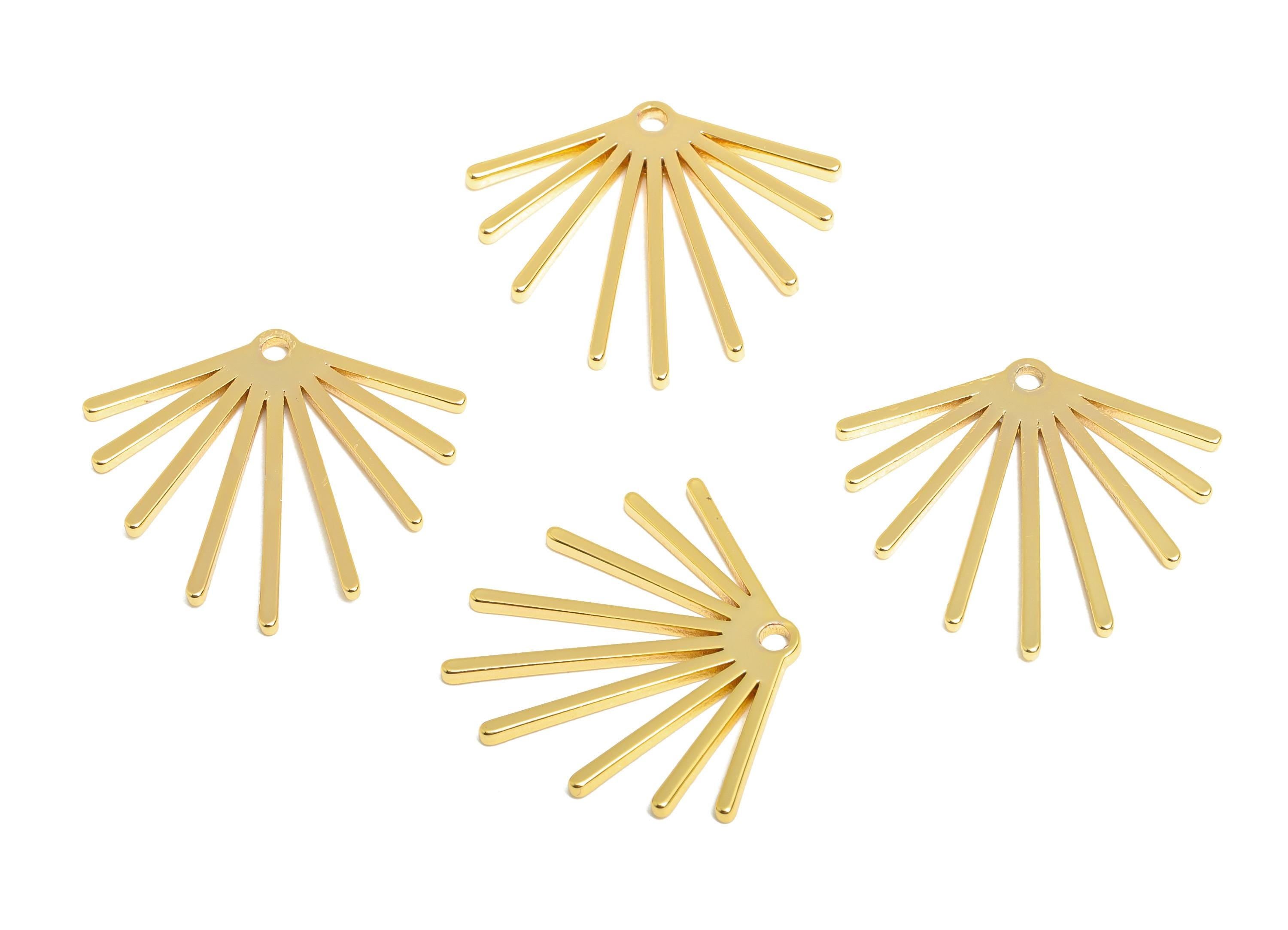 Gold Sunburst Pendant - Brass Starburst Pendant - 18K Real Gold Plating - Minimalist Abstract Sunshine Earring Charm -21x23x1mm - RGP10376 - DOMEDBAZAAR