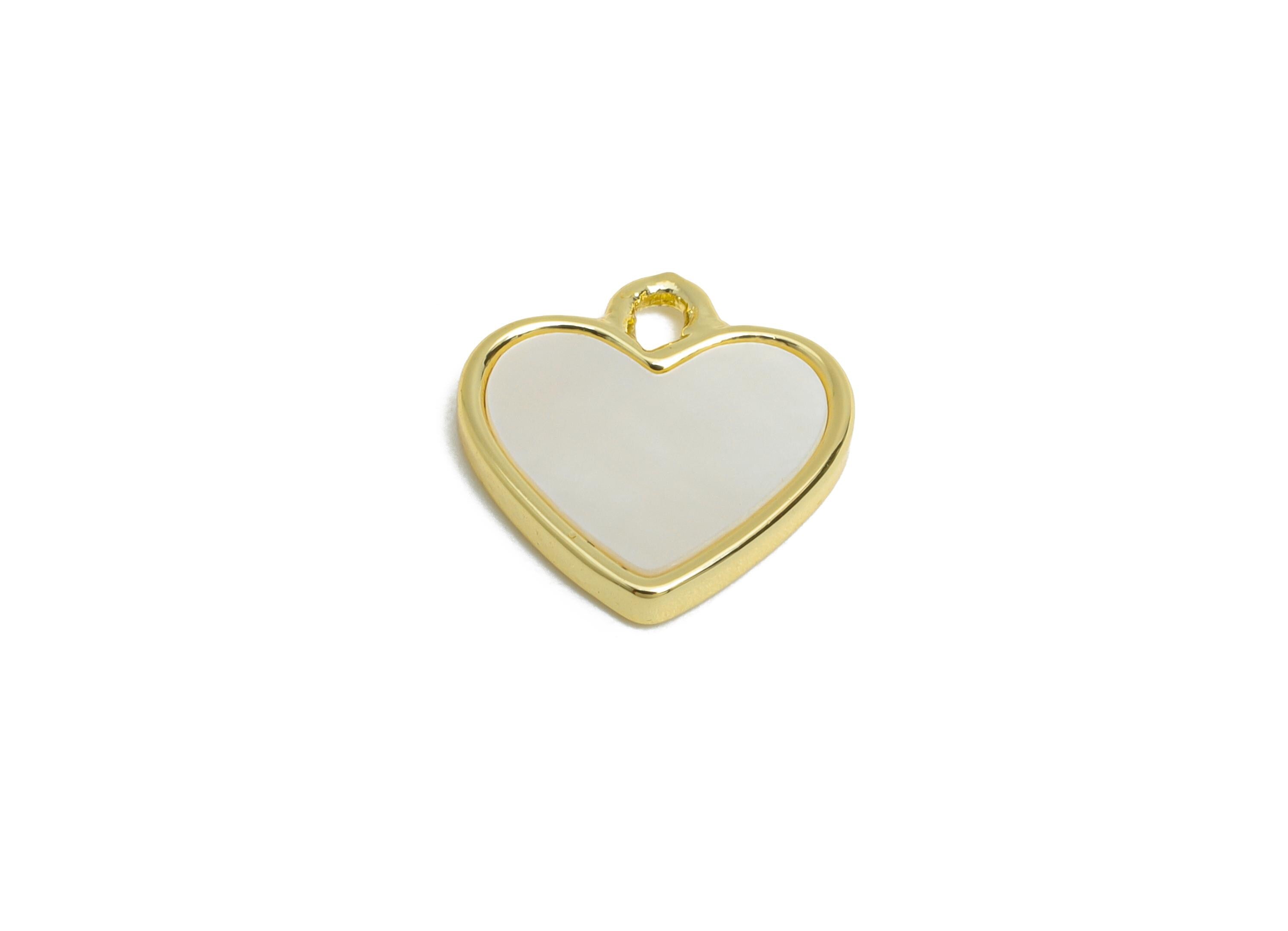 Brass Heart Earring Charm - Gold Seashell Pendant for Necklace - Refined Love Heart Charm - 18K Real Gold-Plated - 12.53x11.9x2.03mm-RGP9622 - DOMEDBAZAAR