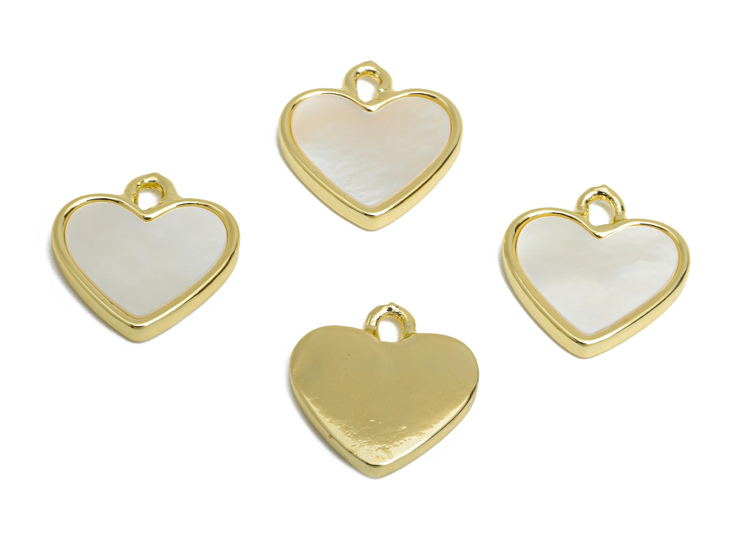 Brass Heart Earring Charm - Gold Seashell Pendant for Necklace - Refined Love Heart Charm - 18K Real Gold-Plated - 12.53x11.9x2.03mm-RGP9622 - DOMEDBAZAAR