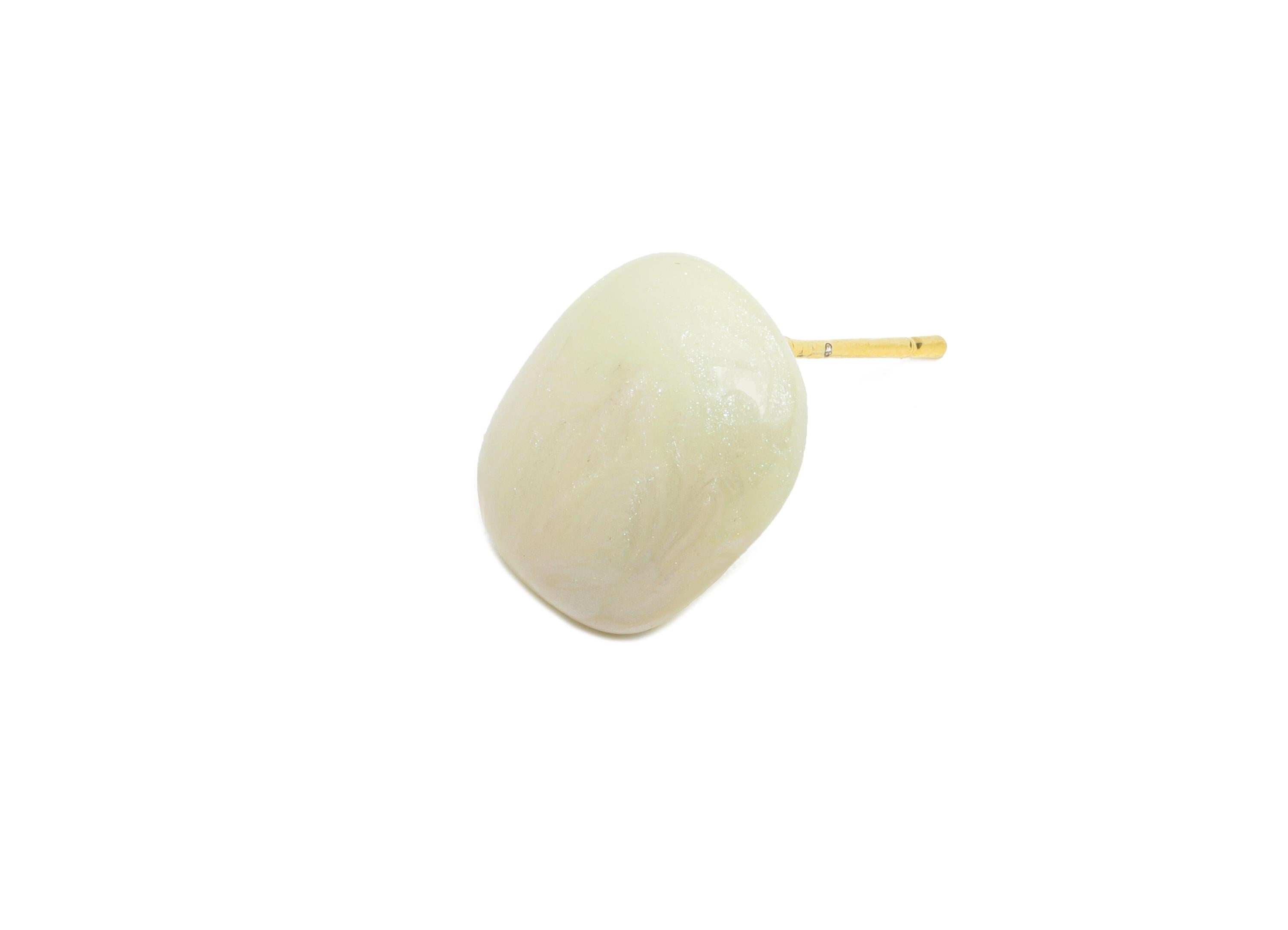 Oval Enamel Earring Stud - Pink Brass Chic Oval Stud Earring - Minimalist Enamel Earring Post- 18K Gold Plated - 13.58x10.72x0.74mm-RGP9608A - DOMEDBAZAAR