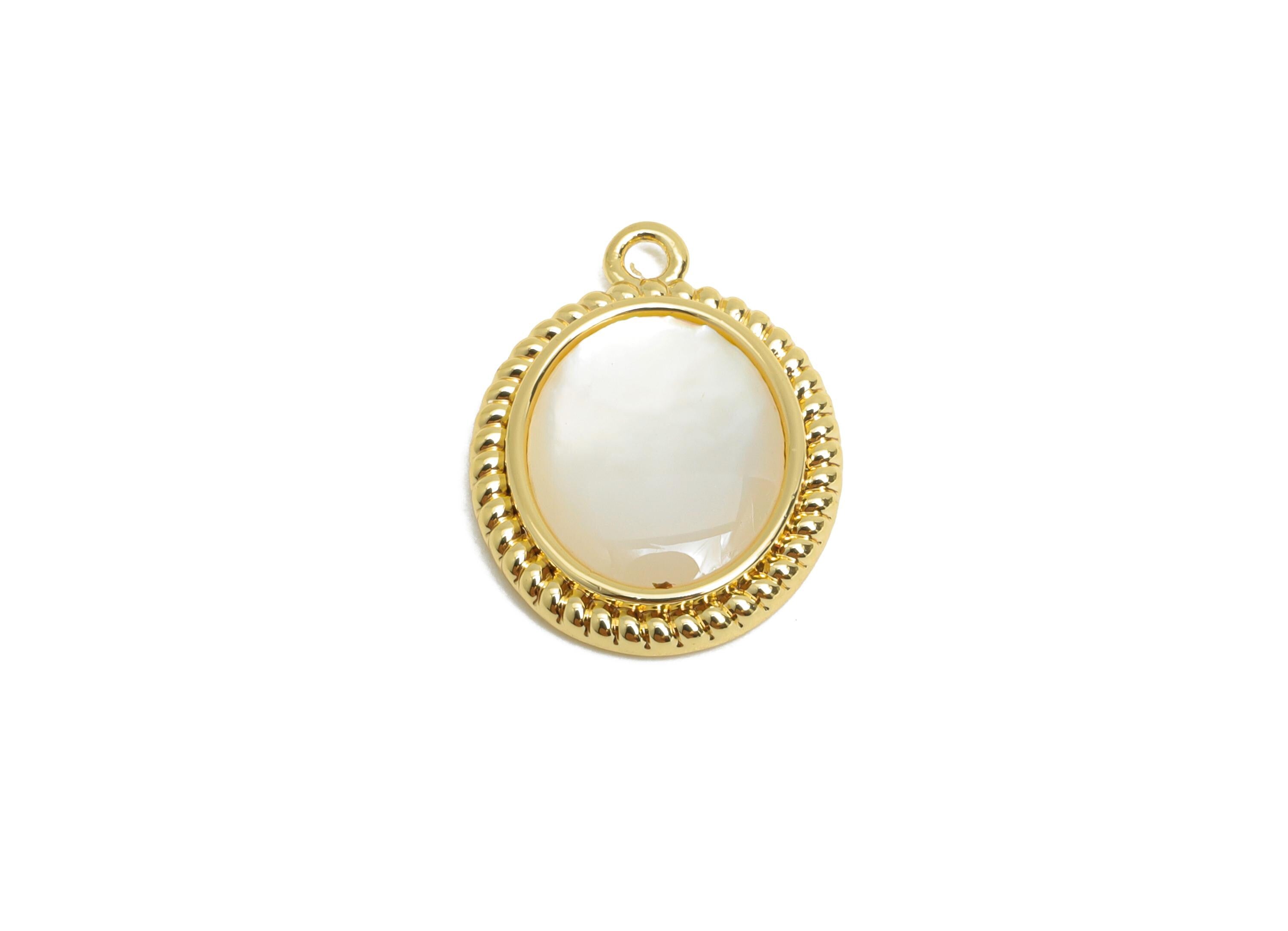 Brass Oval Earring Charms - Gold Oval Seashell Pendant - Textured Elegant Necklace Charm -18K Real Gold Plated - 15.3x11.6x2.75mm -RGP9546 - DOMEDBAZAAR