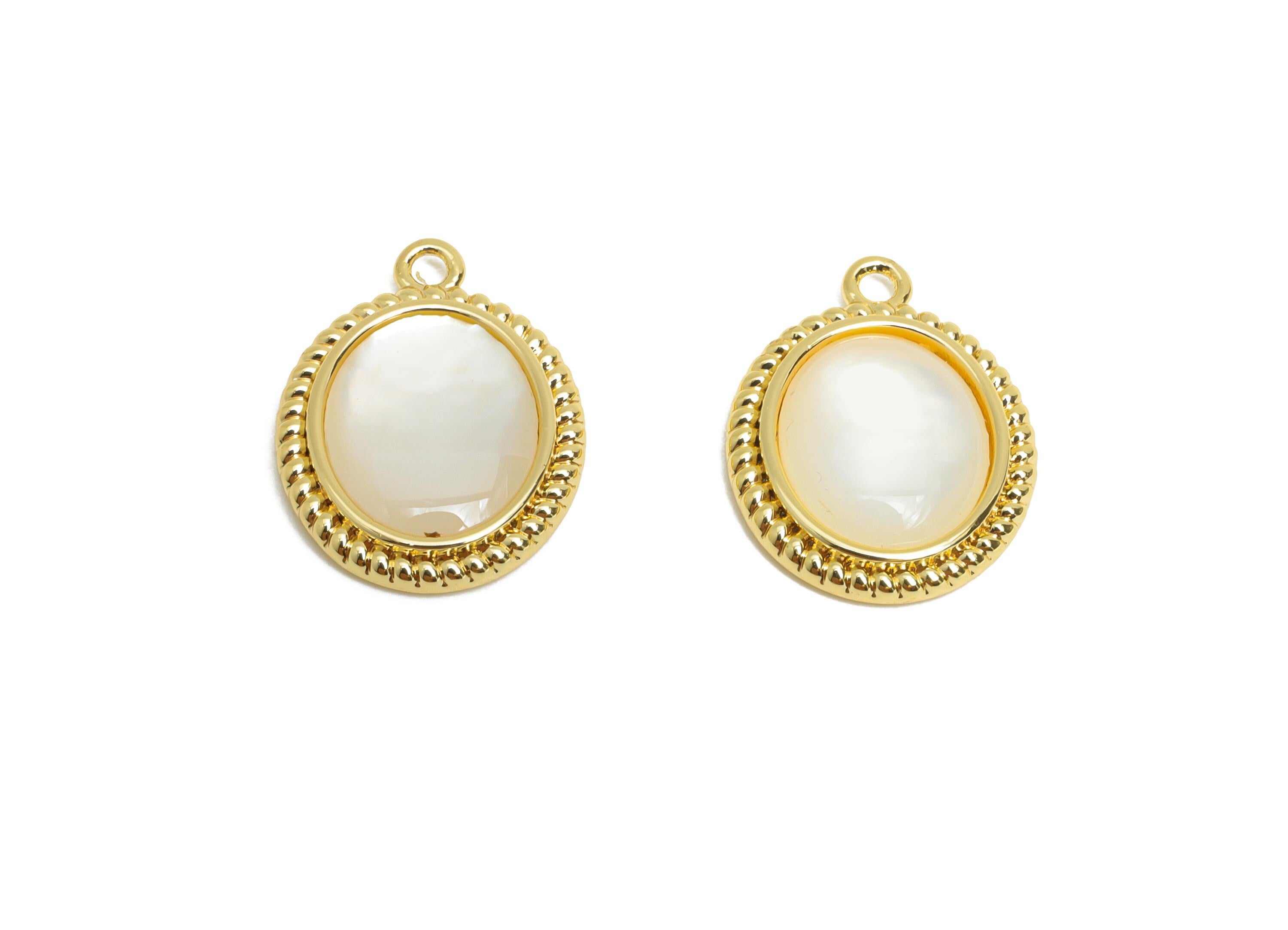 Brass Oval Earring Charms - Gold Oval Seashell Pendant - Textured Elegant Necklace Charm -18K Real Gold Plated - 15.3x11.6x2.75mm -RGP9546 - DOMEDBAZAAR