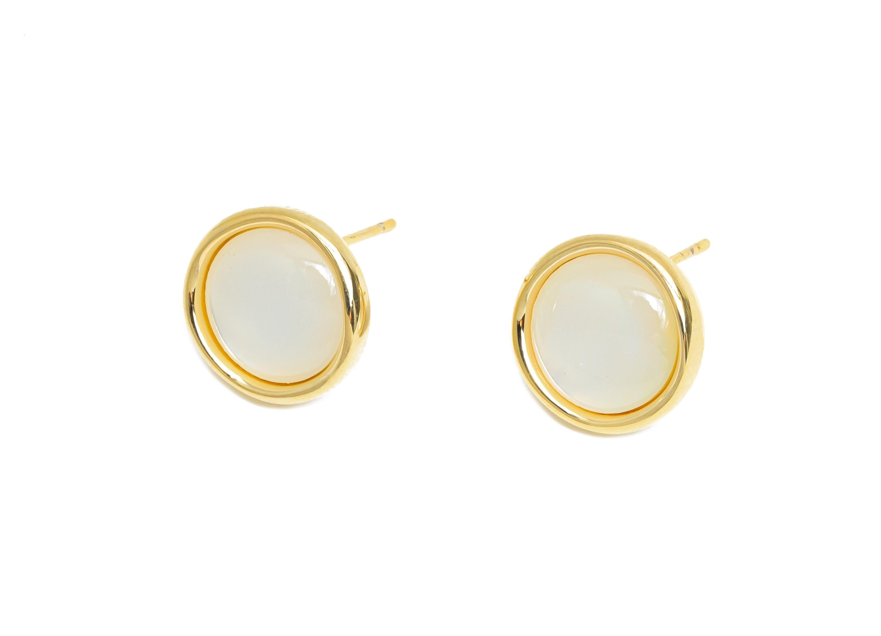 Sparkling Circle Earrings - Brass Round Seashell Earrings - Refined Gold Earring Post - 18K Real Gold Plated - 12.35x12.44x0.77mm - RGP9593 - DOMEDBAZAAR
