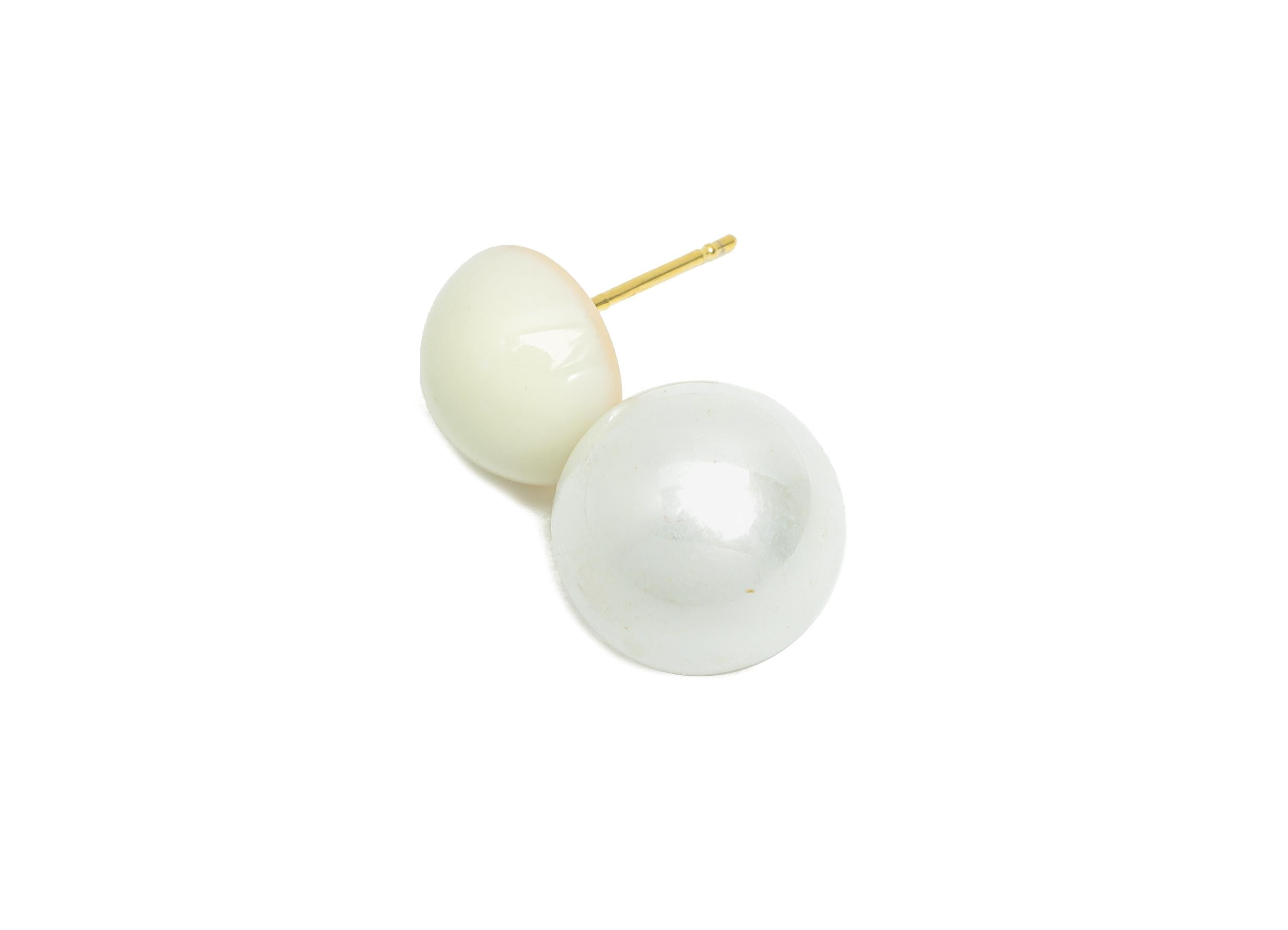 Brass Pearls Dangle Stud - White Enamel Imitation Pearl Earring Post - Everday Jewelry - 18K Real Gold Plated - 24.28x11.93x0.71mm -RGP9609A - DOMEDBAZAAR