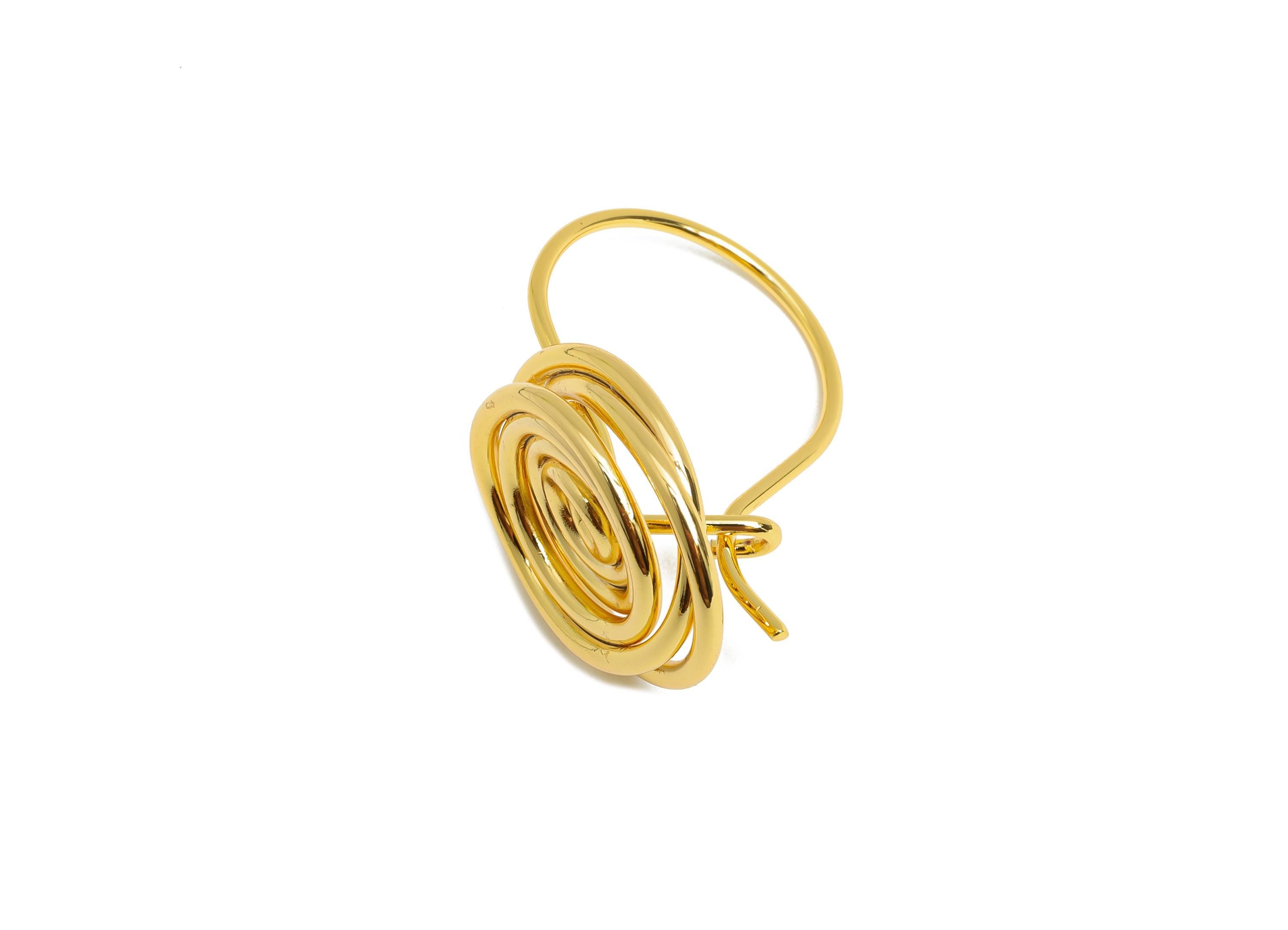 Brass Spiral Wire Earrings - Gold Chic Snail Wire Earring - Danity Hook Wire Earring - 18K Real Gold Plating Brass - 31.6x21x3mm - RGP9536 - DOMEDBAZAAR