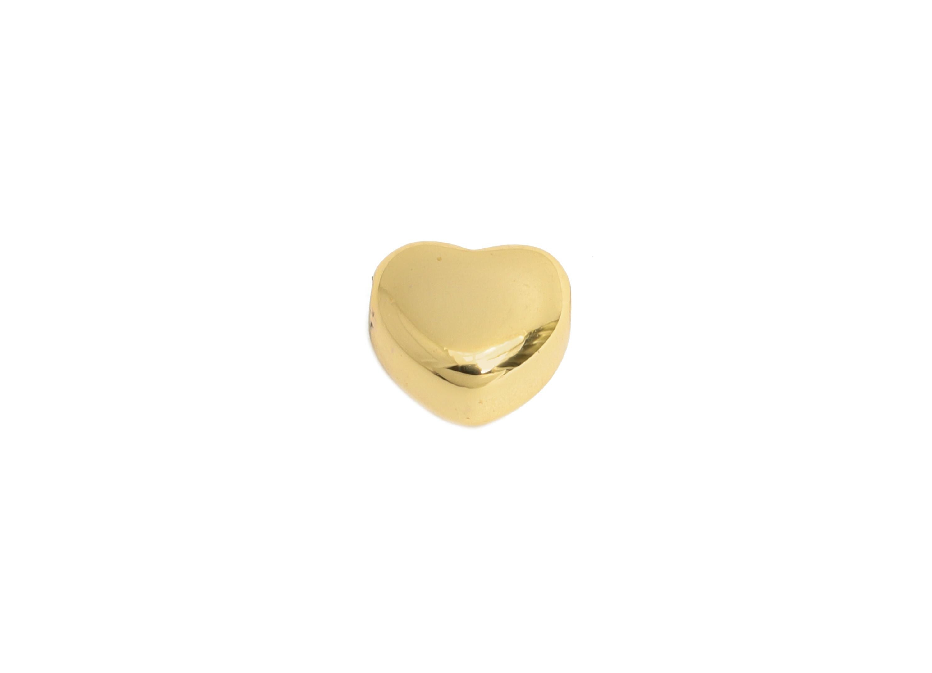 Brass Heart Space Bead - Brass Tiny Space Beaded for Bracelet - Dainty Love Symbol Jewelry - 18K Real Gold Plating - 6x5.68x3mm - RGP9666 - DOMEDBAZAAR