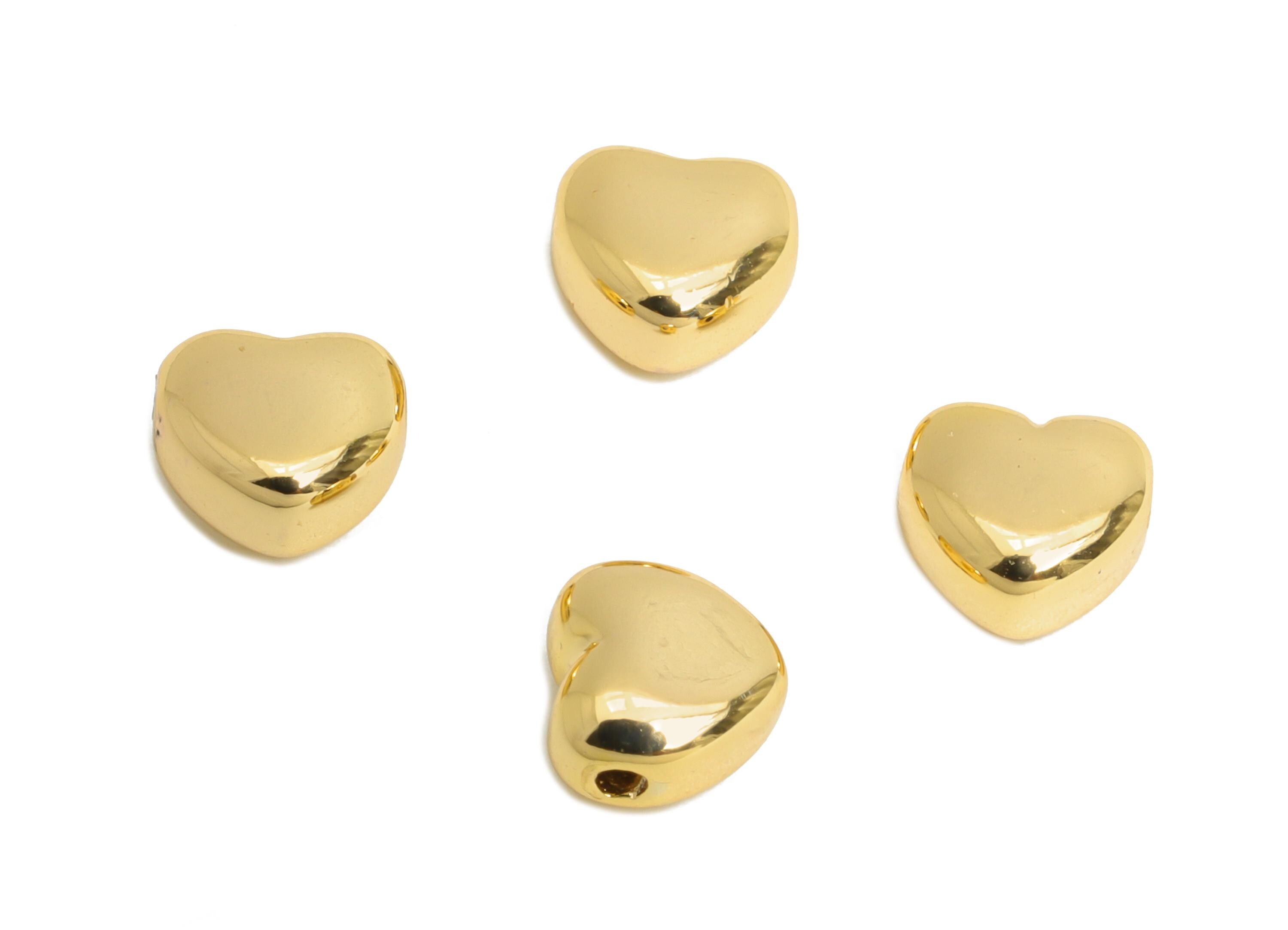 Brass Heart Space Bead - Brass Tiny Space Beaded for Bracelet - Dainty Love Symbol Jewelry - 18K Real Gold Plating - 6x5.68x3mm - RGP9666 - DOMEDBAZAAR