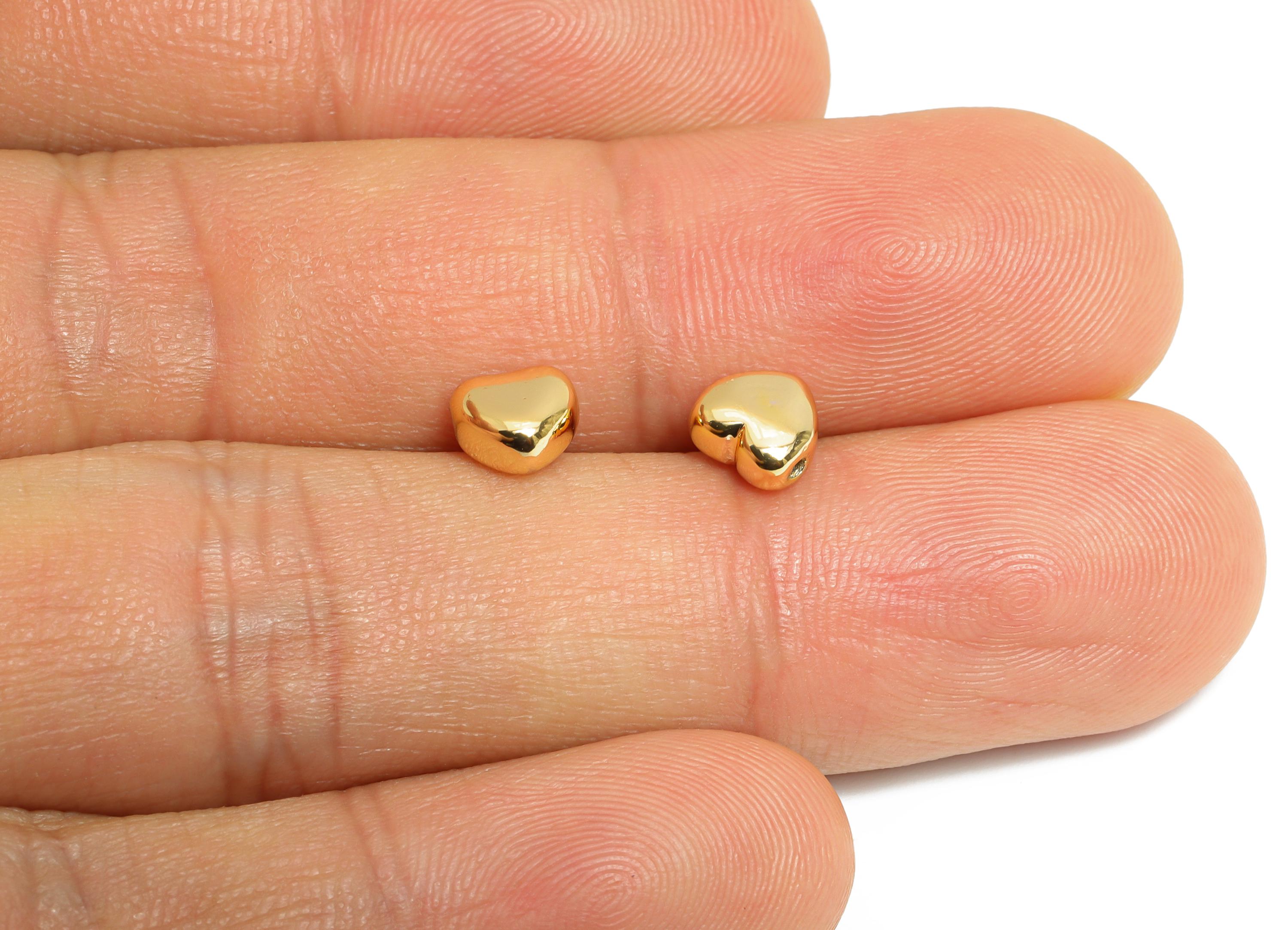Brass Heart Space Bead - Brass Tiny Space Beaded for Bracelet - Dainty Love Symbol Jewelry - 18K Real Gold Plating - 6x5.68x3mm - RGP9666 - DOMEDBAZAAR