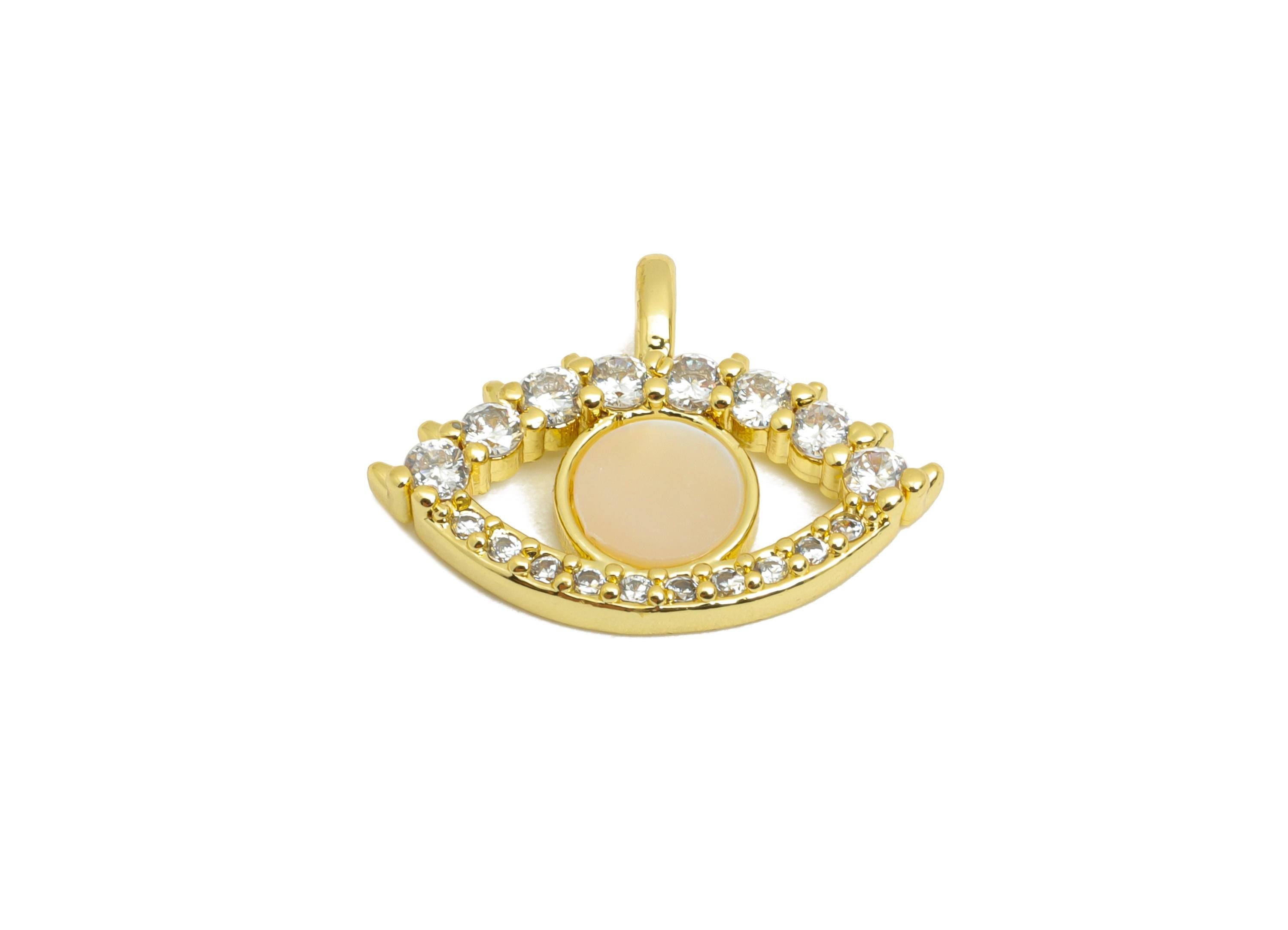 Brass Shell Eye Pendant - Brass Luxurious Jewelry - Gold Cubic Zircon Shell Pendant - 18K Real  Gold Plated - 13.43x7.77x3mm - RGP9633 - DOMEDBAZAAR