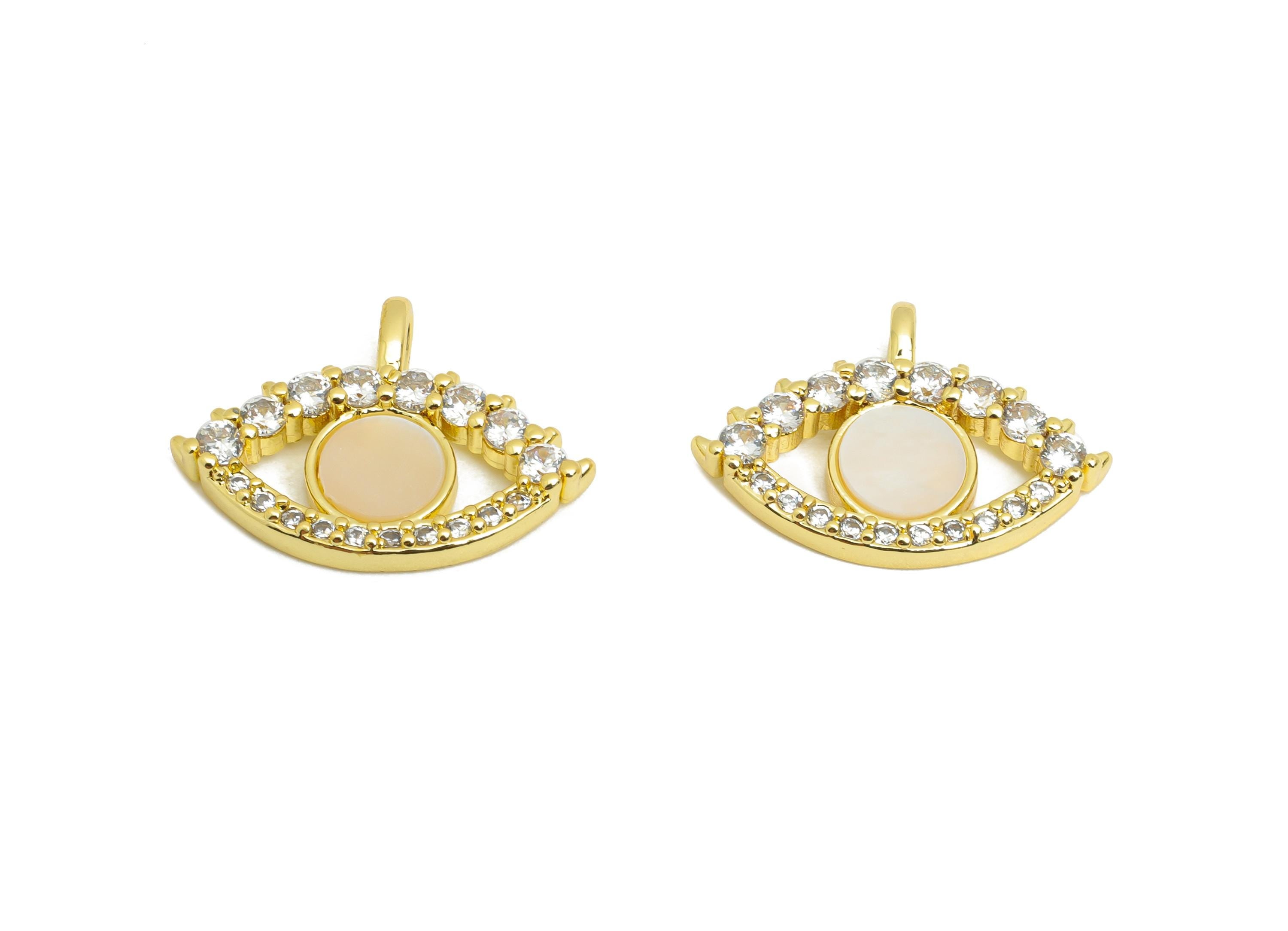 Brass Shell Eye Pendant - Brass Luxurious Jewelry - Gold Cubic Zircon Shell Pendant - 18K Real  Gold Plated - 13.43x7.77x3mm - RGP9633 - DOMEDBAZAAR