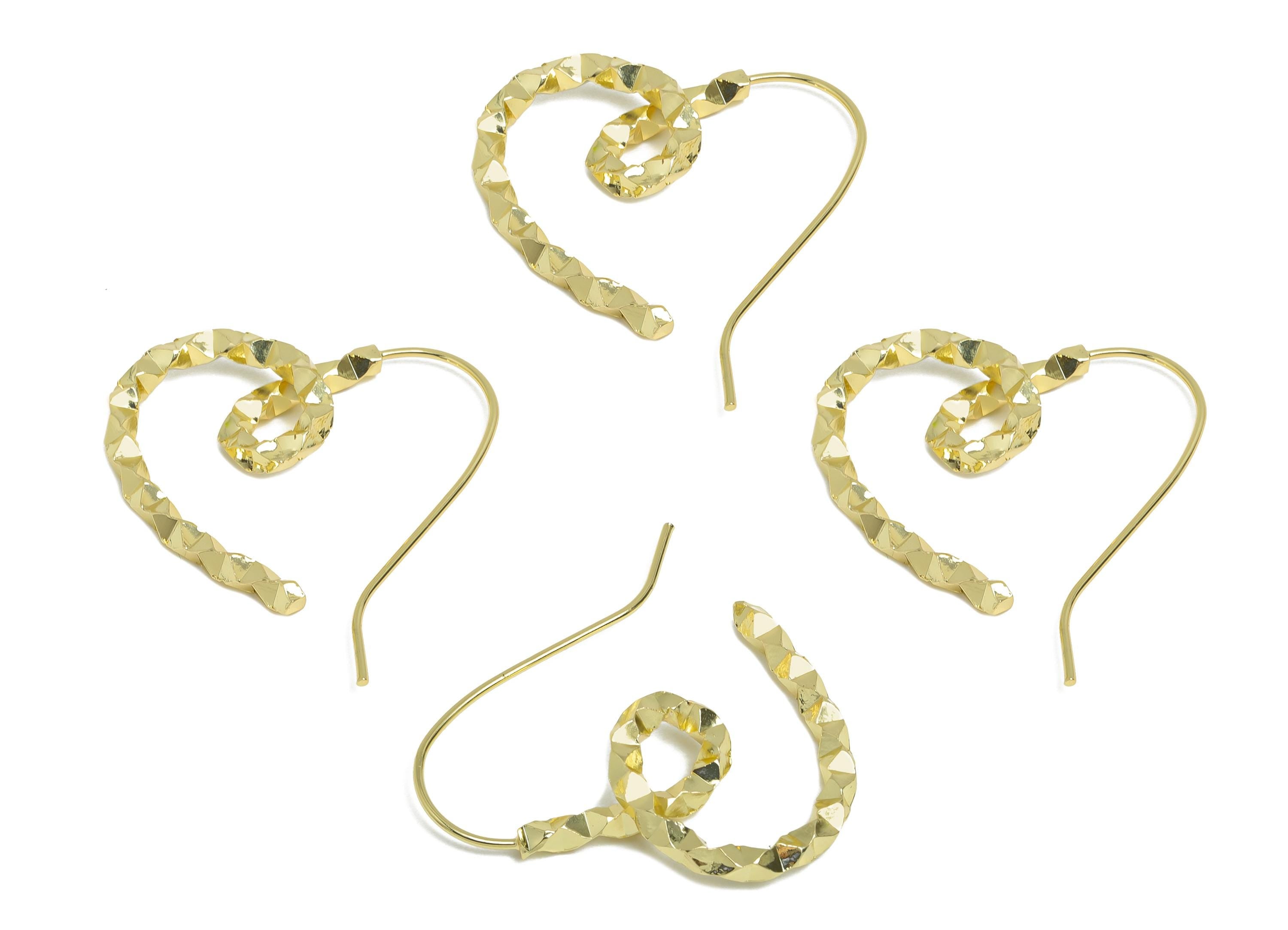 Brass Twisted Heart Earring Wire - Gold Textured Heart Earrings Wire - Statement Heart Earring -14K Real Gold Plated -33x28x2.8mm-RGP9504-14 - DOMEDBAZAAR
