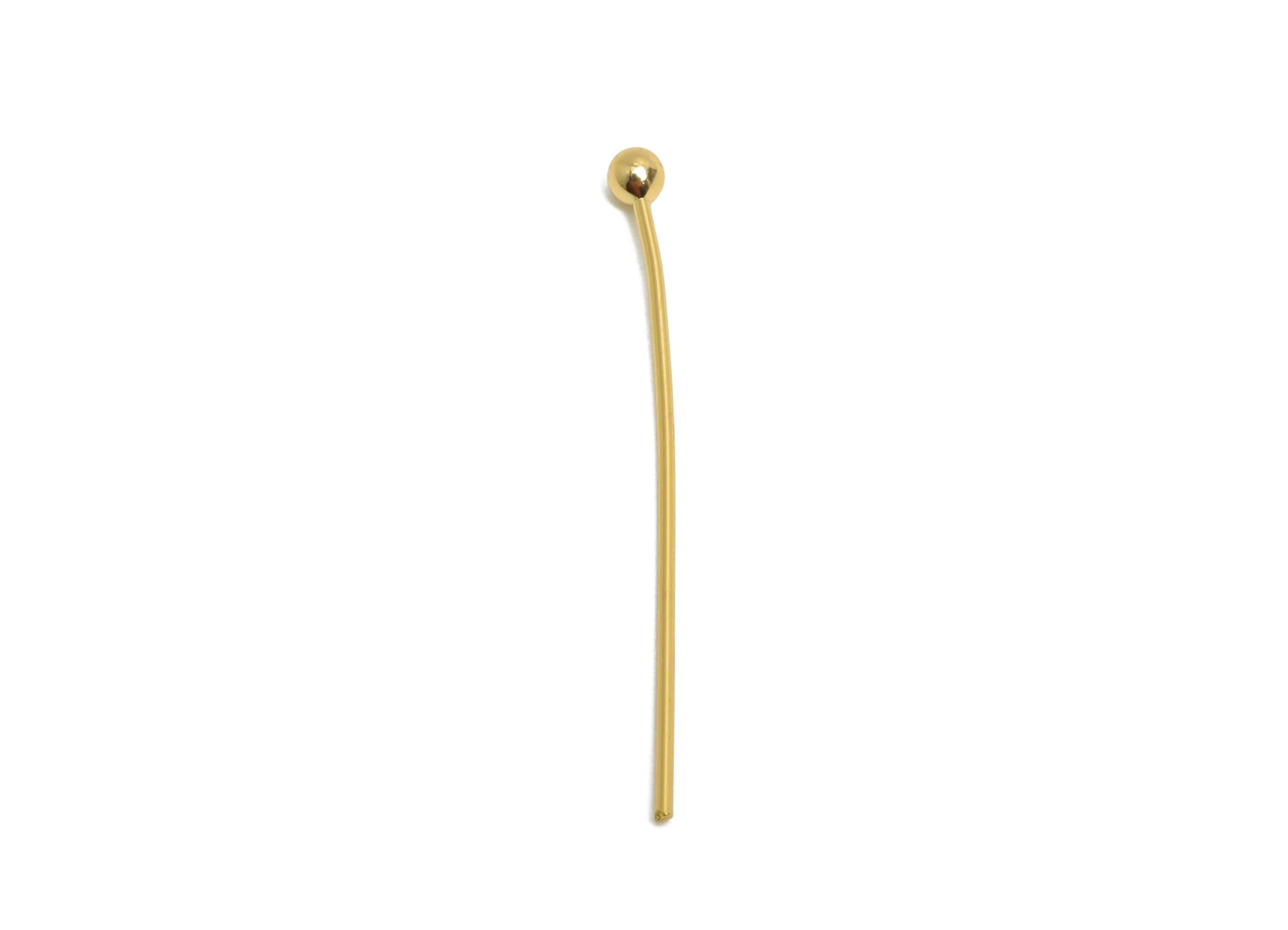 0.7*30*2.3 Gold Ball Headpins - Bead Stopper Pin Charm - Metal Headpin -DIY Jewelry Making - Beading Supplies for Handmade Creation-RGP10362 - DOMEDBAZAAR
