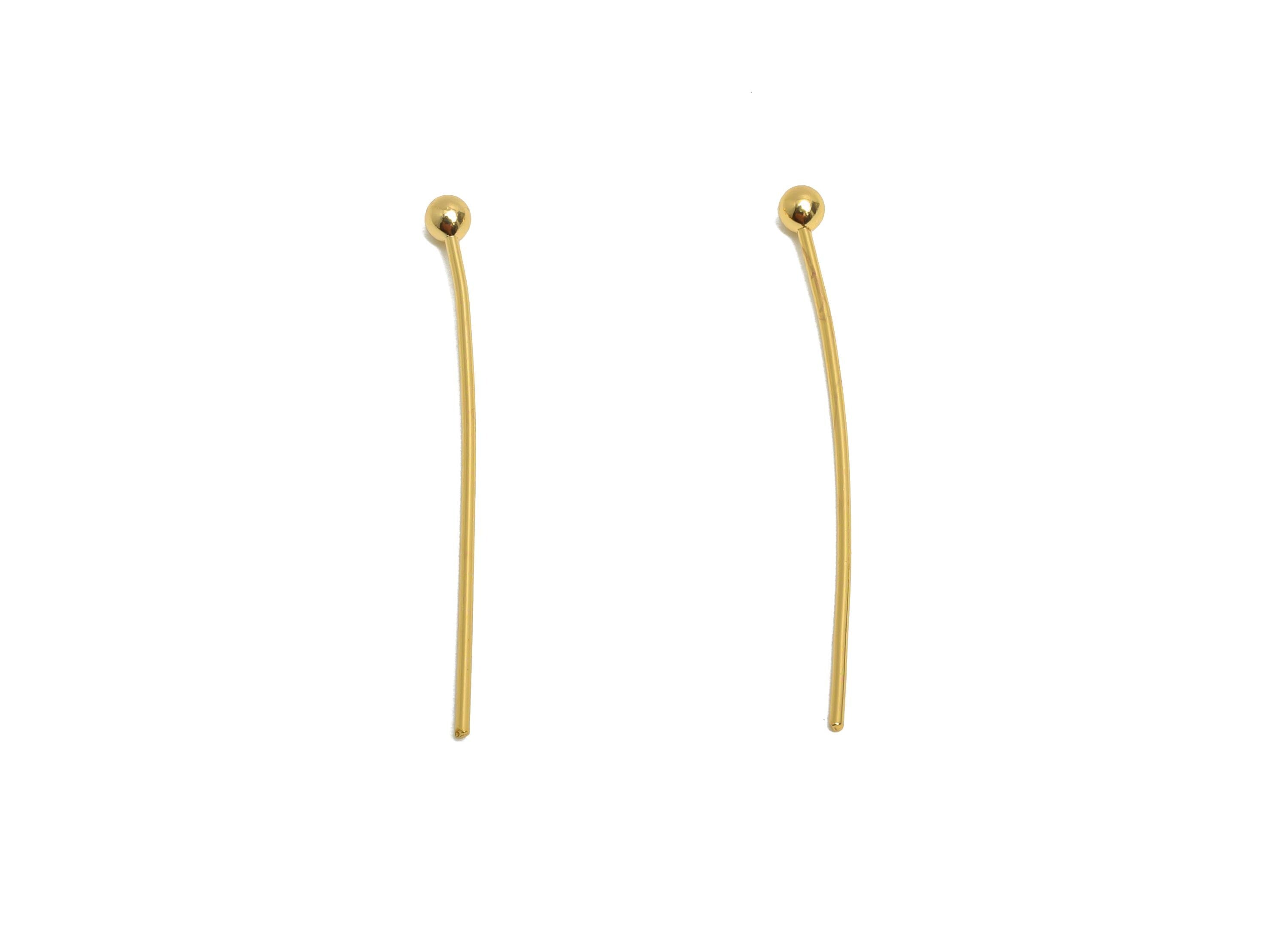 0.7*30*2.3 Gold Ball Headpins - Bead Stopper Pin Charm - Metal Headpin -DIY Jewelry Making - Beading Supplies for Handmade Creation-RGP10362 - DOMEDBAZAAR
