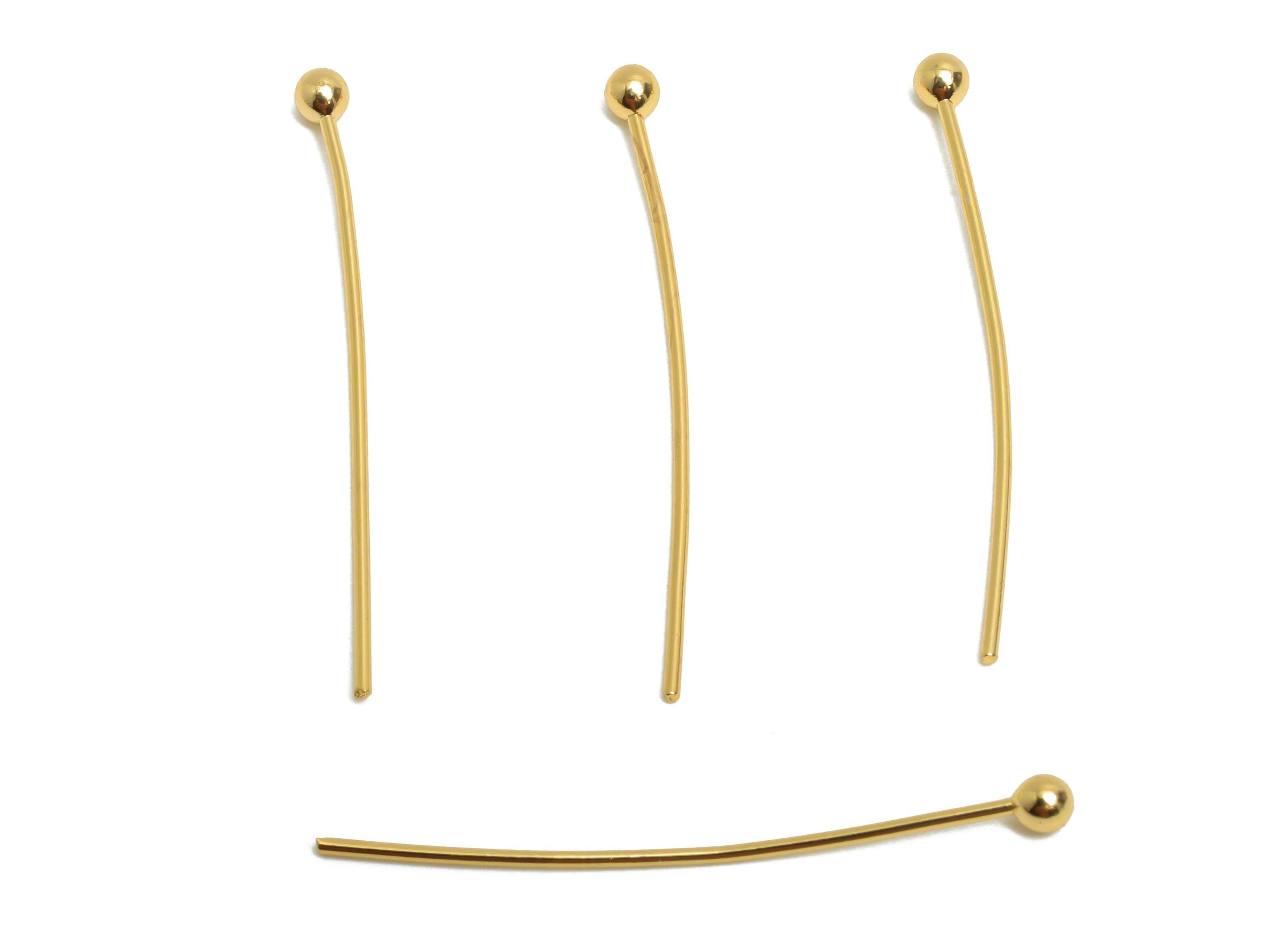 0.7*30*2.3 Gold Ball Headpins - Bead Stopper Pin Charm - Metal Headpin -DIY Jewelry Making - Beading Supplies for Handmade Creation-RGP10362 - DOMEDBAZAAR