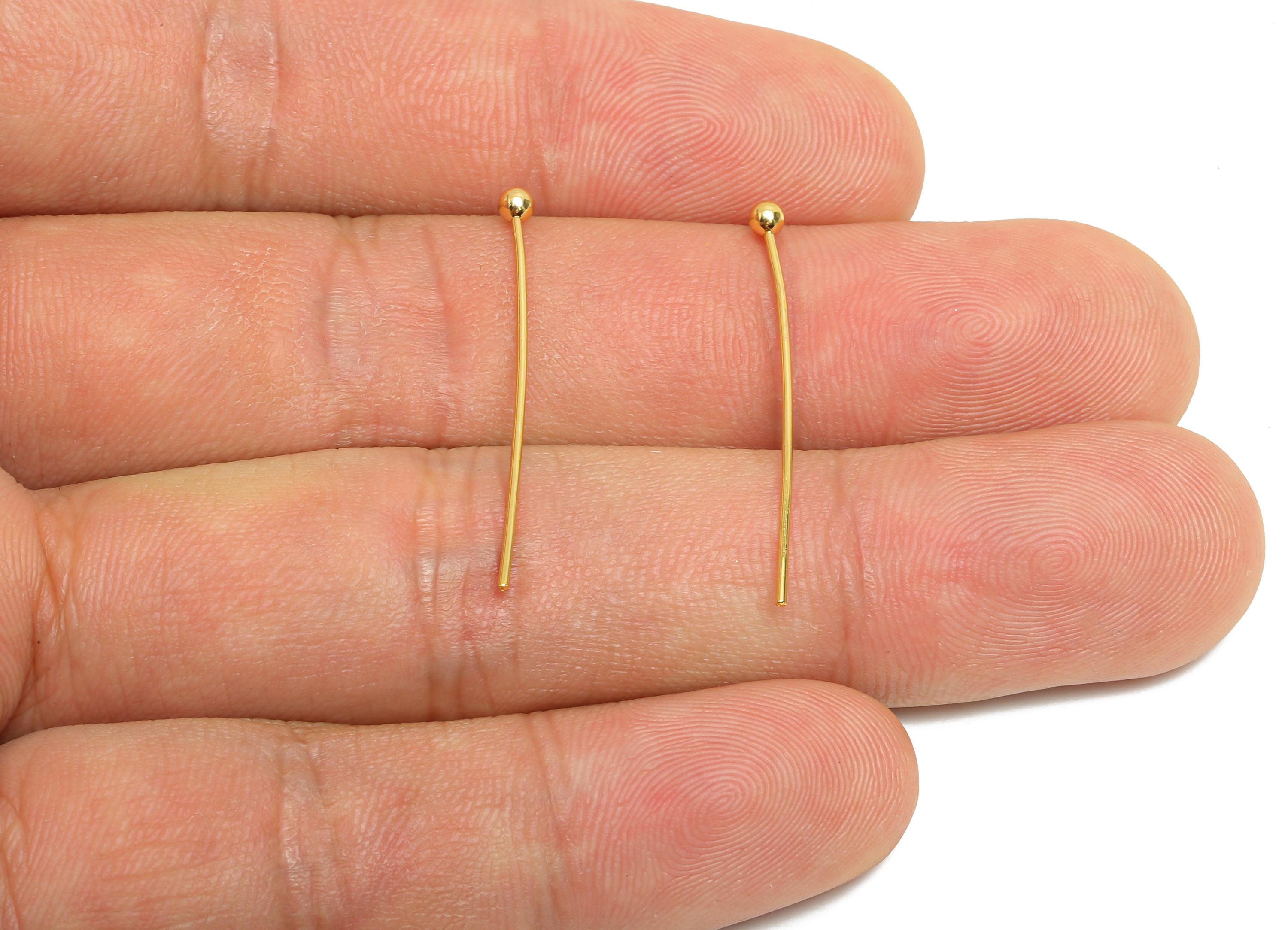 0.7*30*2.3 Gold Ball Headpins - Bead Stopper Pin Charm - Metal Headpin -DIY Jewelry Making - Beading Supplies for Handmade Creation-RGP10362 - DOMEDBAZAAR
