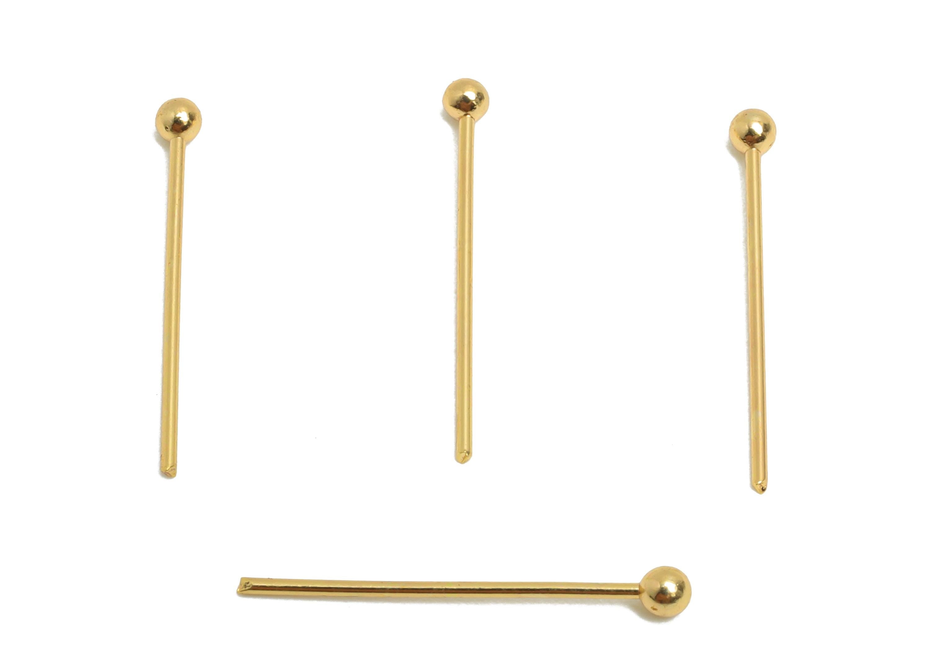 0.7*18*2.0mm Gold Ball Headpin - Brass Bead Stopper Pin - Metal Headpin -DIY Jewelry Making - Bead Supplies for Handmade Creation - RGP10339 - DOMEDBAZAAR