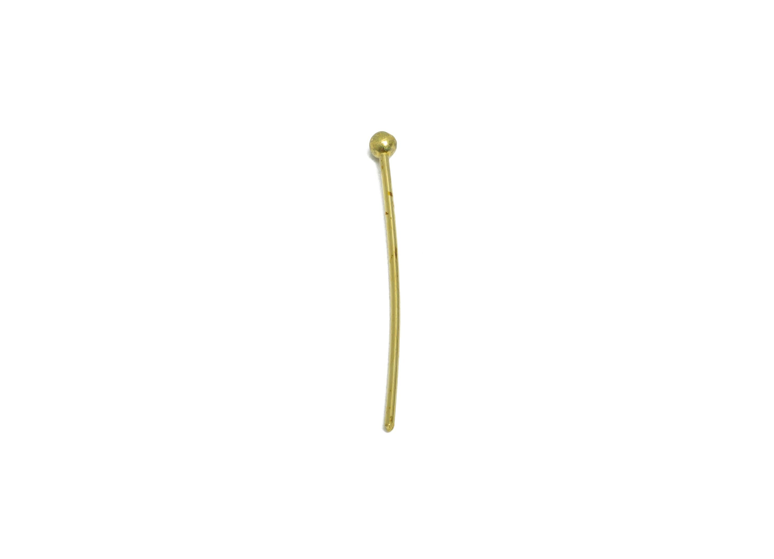 0.7*22*2.0mm Ball Headpin - Raw Brass Bead Stopper Pin - Metal Headpin -DIY Jewelry Making - Bead Supplies for Handmade Creation - PP11003 - DOMEDBAZAAR