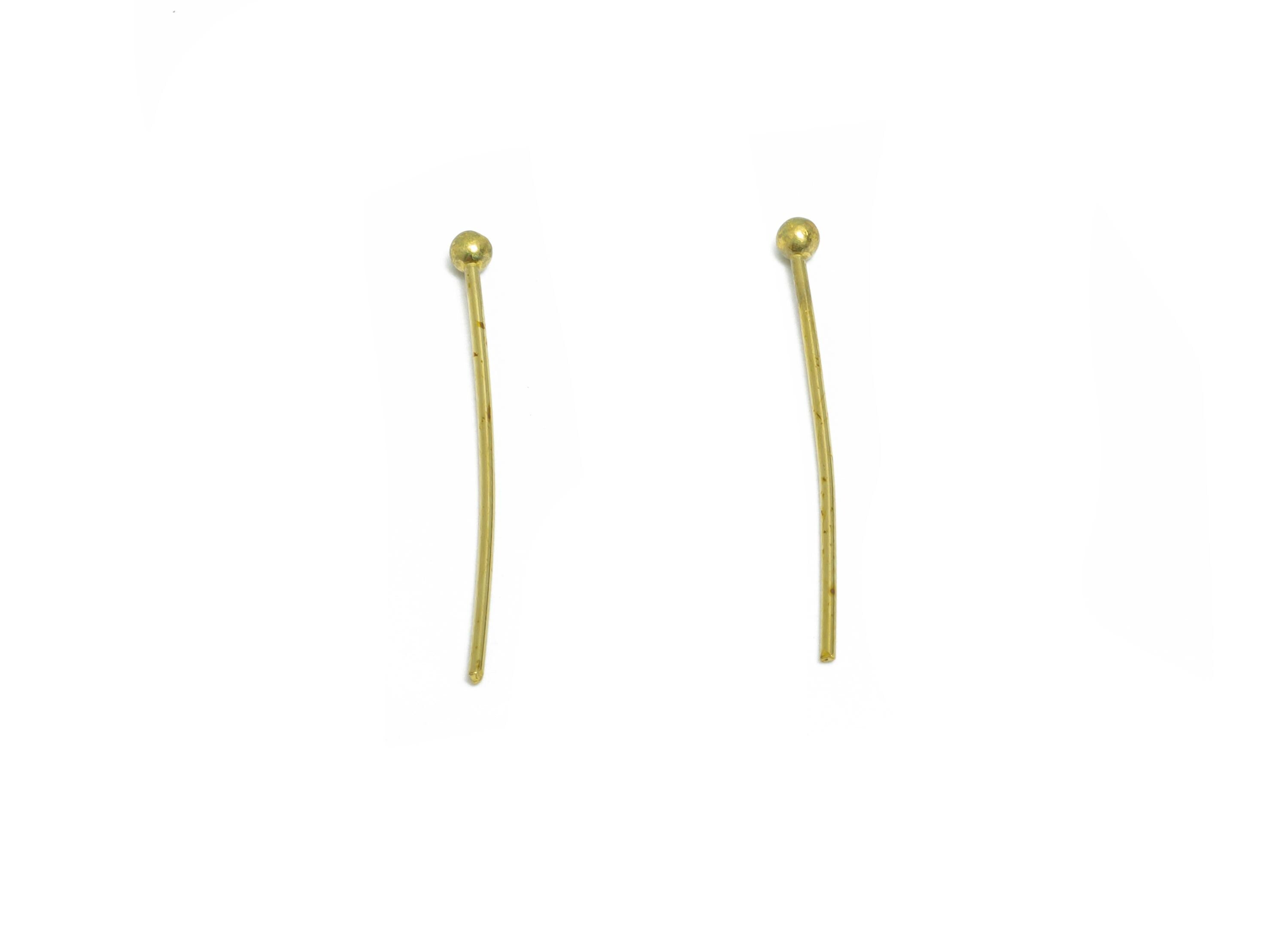 0.7*22*2.0mm Ball Headpin - Raw Brass Bead Stopper Pin - Metal Headpin -DIY Jewelry Making - Bead Supplies for Handmade Creation - PP11003 - DOMEDBAZAAR