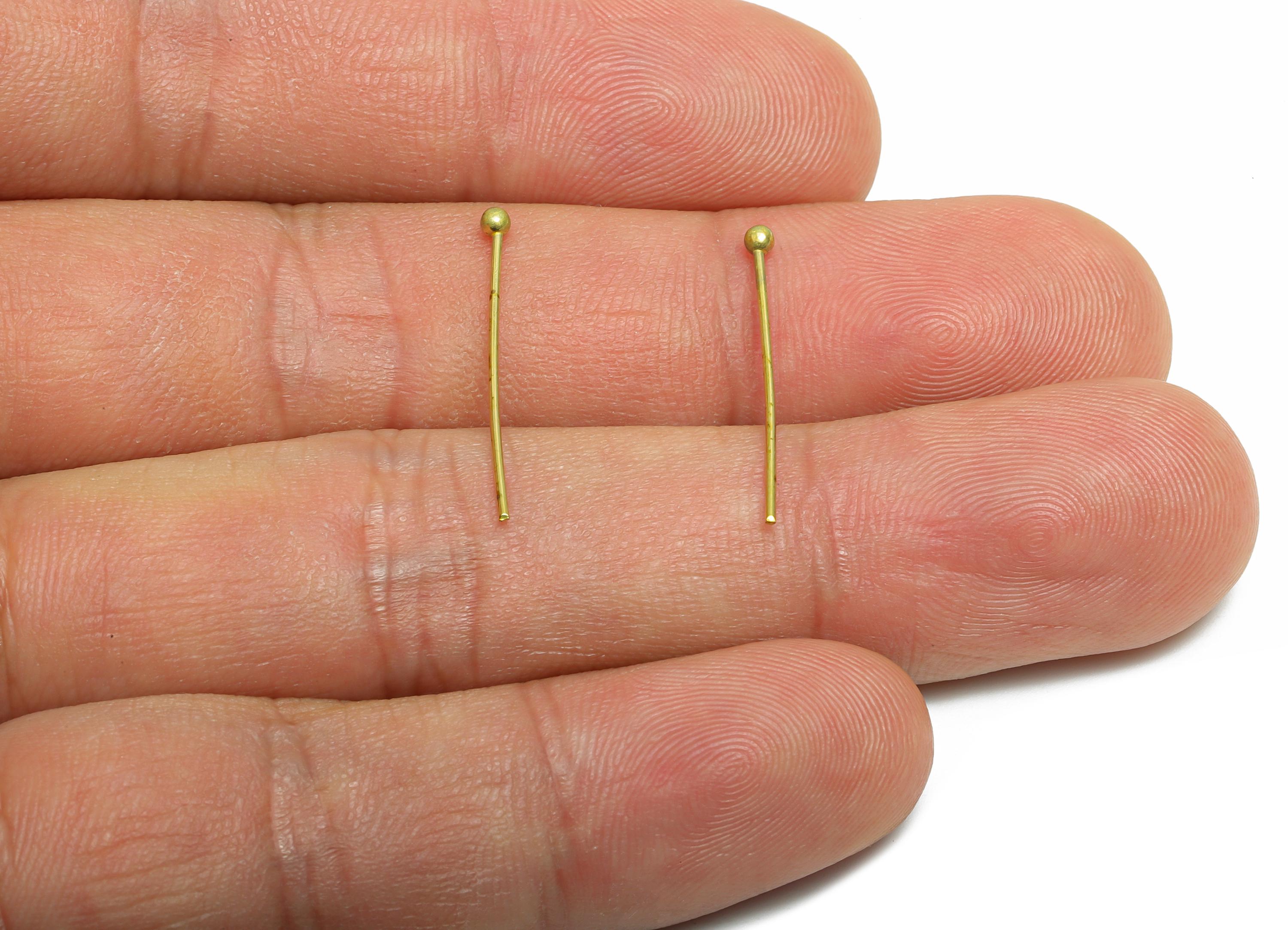 0.7*22*2.0mm Ball Headpin - Raw Brass Bead Stopper Pin - Metal Headpin -DIY Jewelry Making - Bead Supplies for Handmade Creation - PP11003 - DOMEDBAZAAR