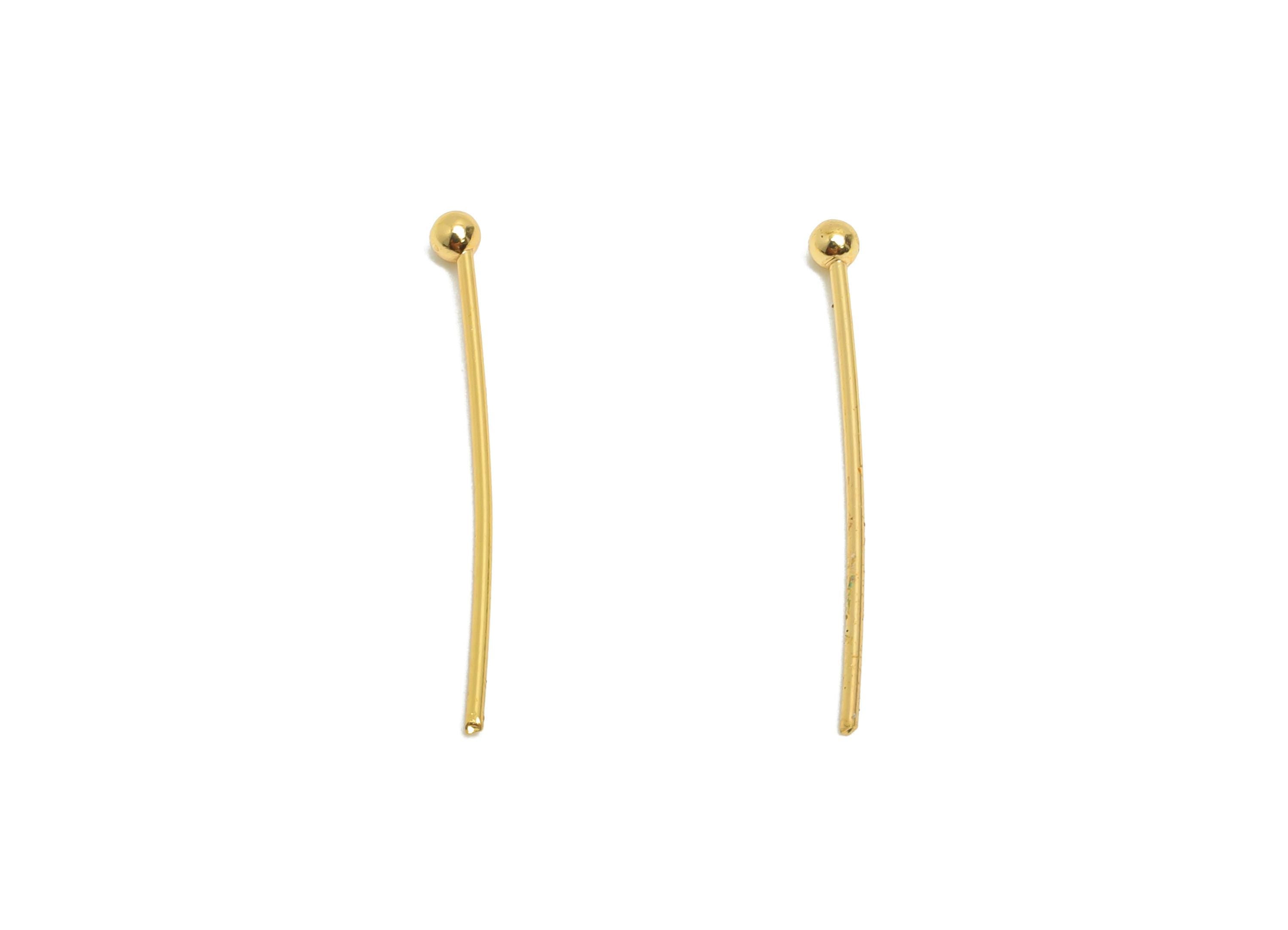 0.7*22*2.0mm Gold Ball Headpin - Brass Bead Stopper Pin - Metal Headpin -DIY Jewelry Making - Bead Supplies for Handmade Creation - RGP10341 - DOMEDBAZAAR