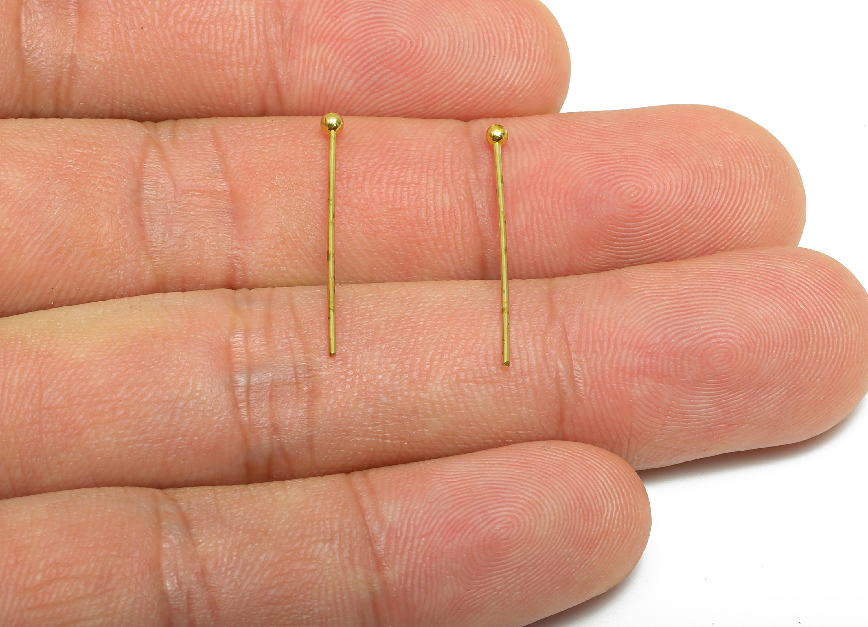 0.7*24*2.0mm Ball Headpin - Raw Brass Bead Stopper Pin - Metal Headpin -DIY Jewelry Making - Bead Supplies for Handmade Creation - PP11004 - DOMEDBAZAAR
