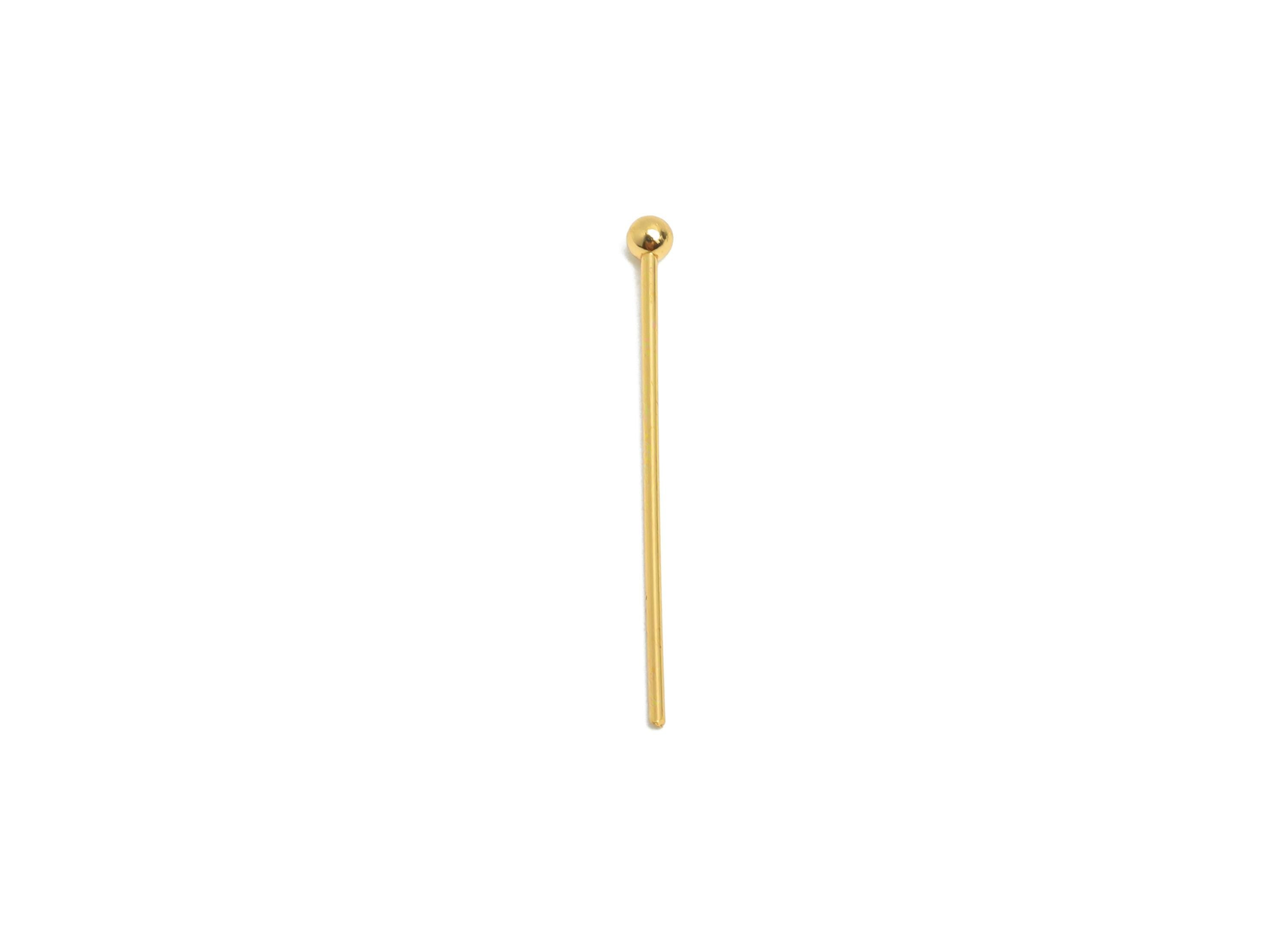 0.7*24*2.0mm Gold Ball Headpin - Brass Bead Stopper Pin - Metal Headpin - DIY Jewelry Making - Bead Supplies Handmade Creation - RGP10342 - DOMEDBAZAAR