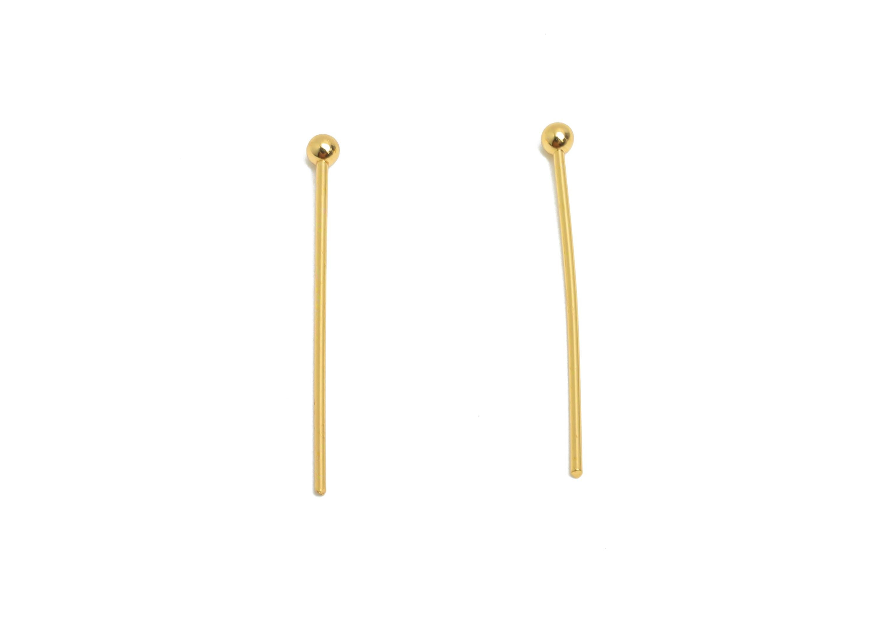 0.7*24*2.0mm Gold Ball Headpin - Brass Bead Stopper Pin - Metal Headpin - DIY Jewelry Making - Bead Supplies Handmade Creation - RGP10342 - DOMEDBAZAAR