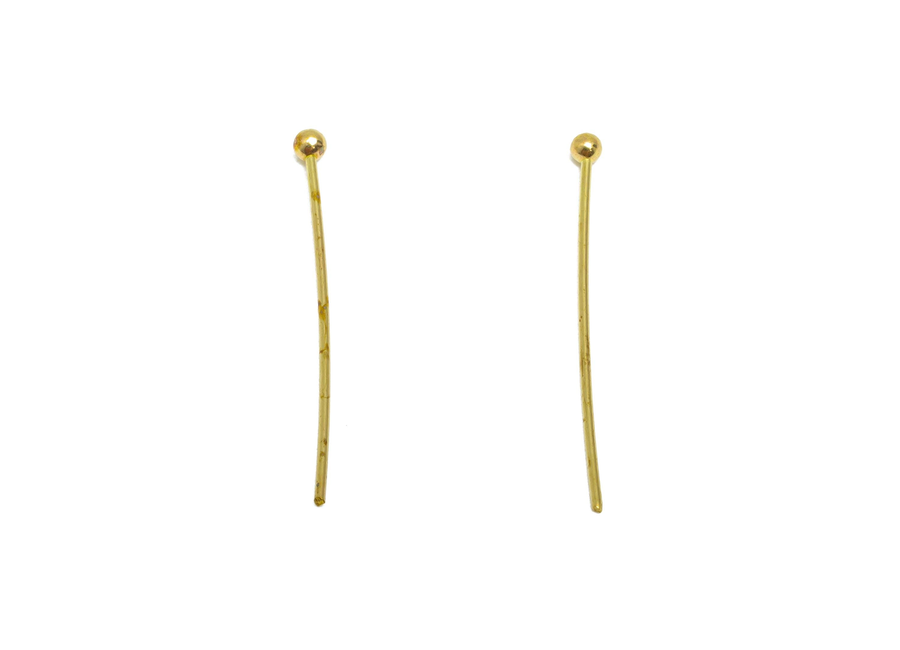 0.7*26*2.0mm Ball Headpin - Raw Brass Bead Stopper Pin - Metal Headpin -DIY Jewelry Making - Bead Supplies for Handmade Creation - PP11005 - DOMEDBAZAAR