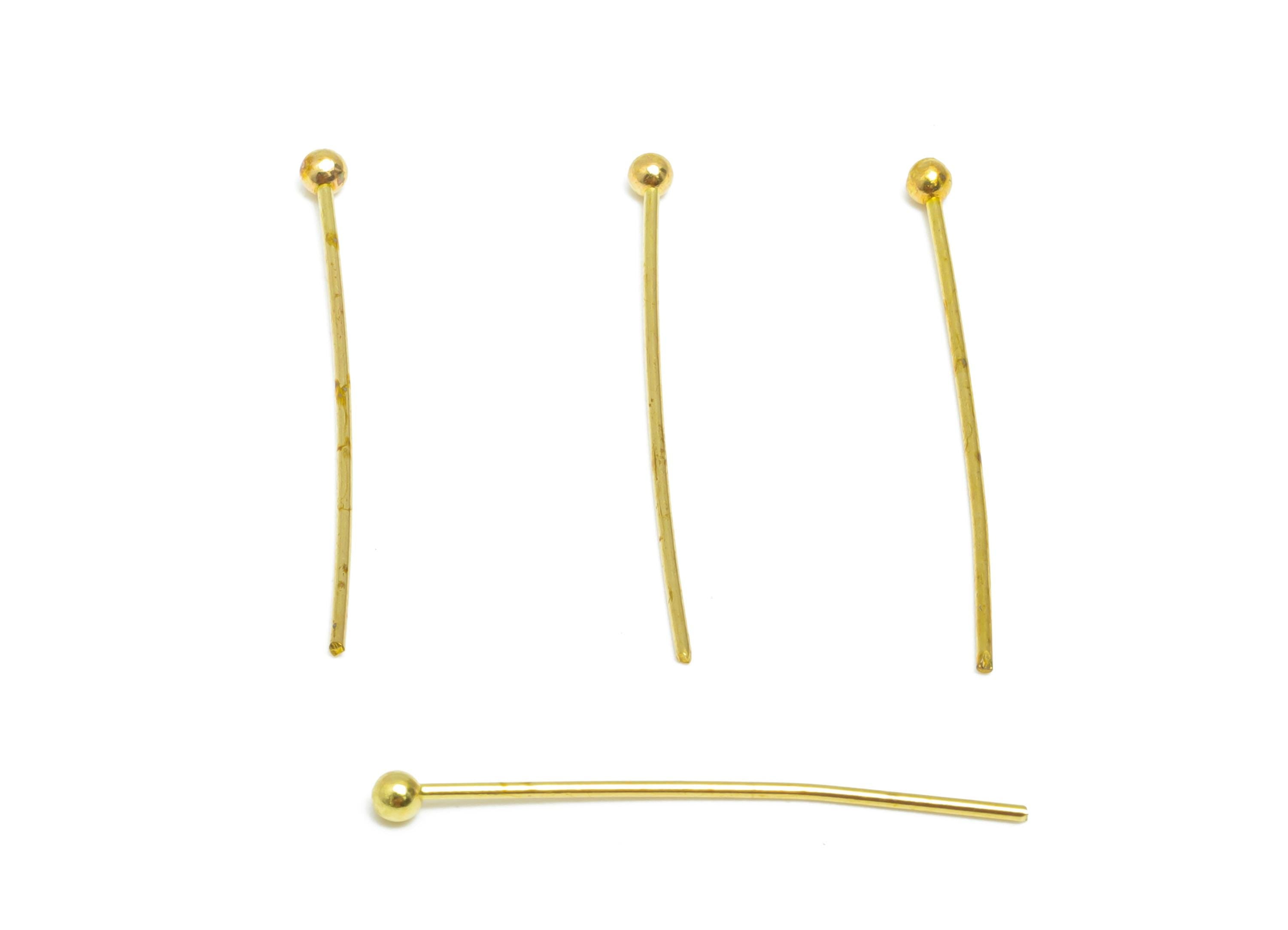 0.7*26*2.0mm Ball Headpin - Raw Brass Bead Stopper Pin - Metal Headpin -DIY Jewelry Making - Bead Supplies for Handmade Creation - PP11005 - DOMEDBAZAAR