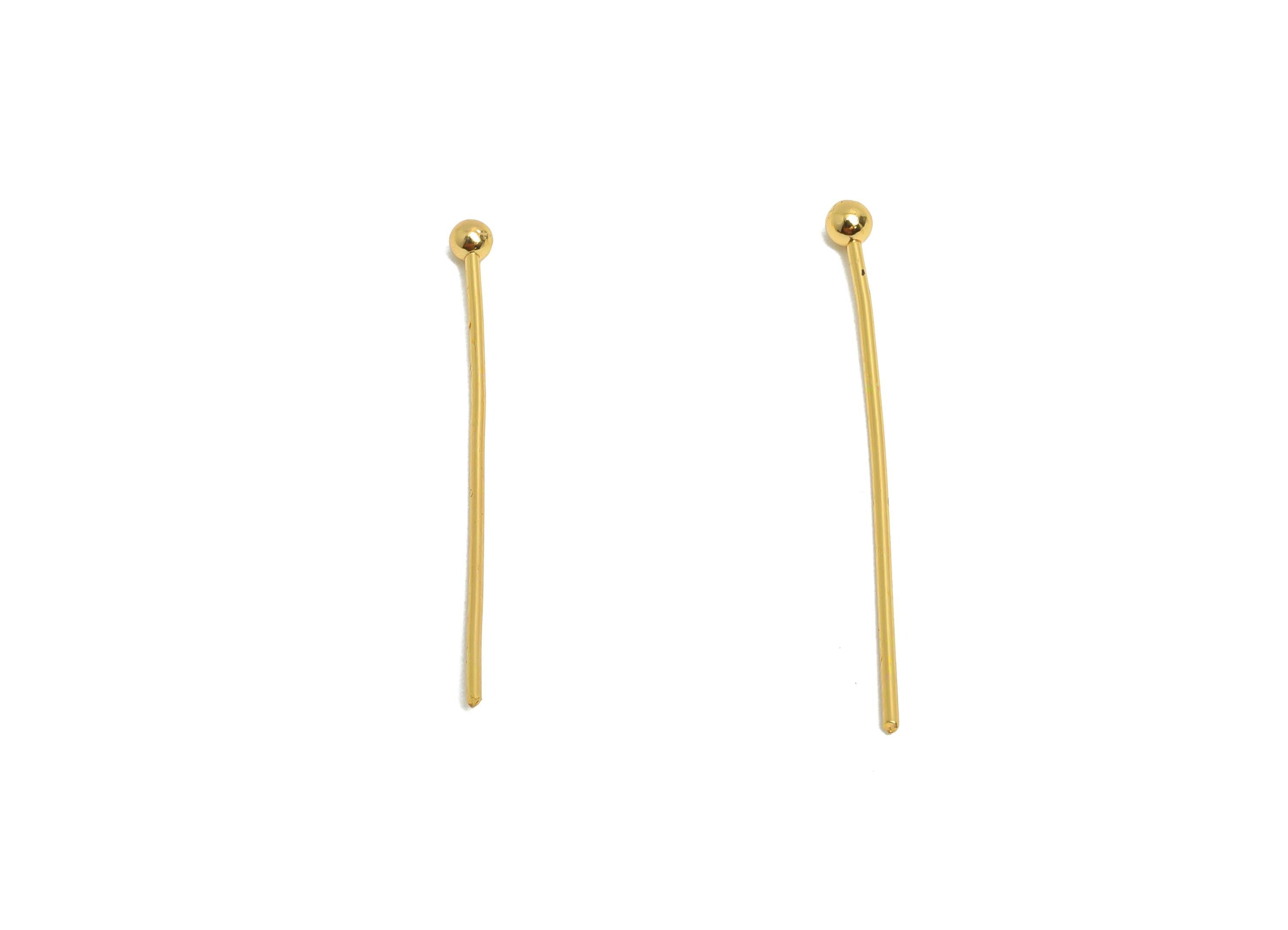 0.7*26*2.0mm Gold Ball Headpin - Brass Bead Stopper Pin - Metal Headpin - DIY Jewelry Making - Bead Supplies for Handmade Creation -RGP10343 - DOMEDBAZAAR