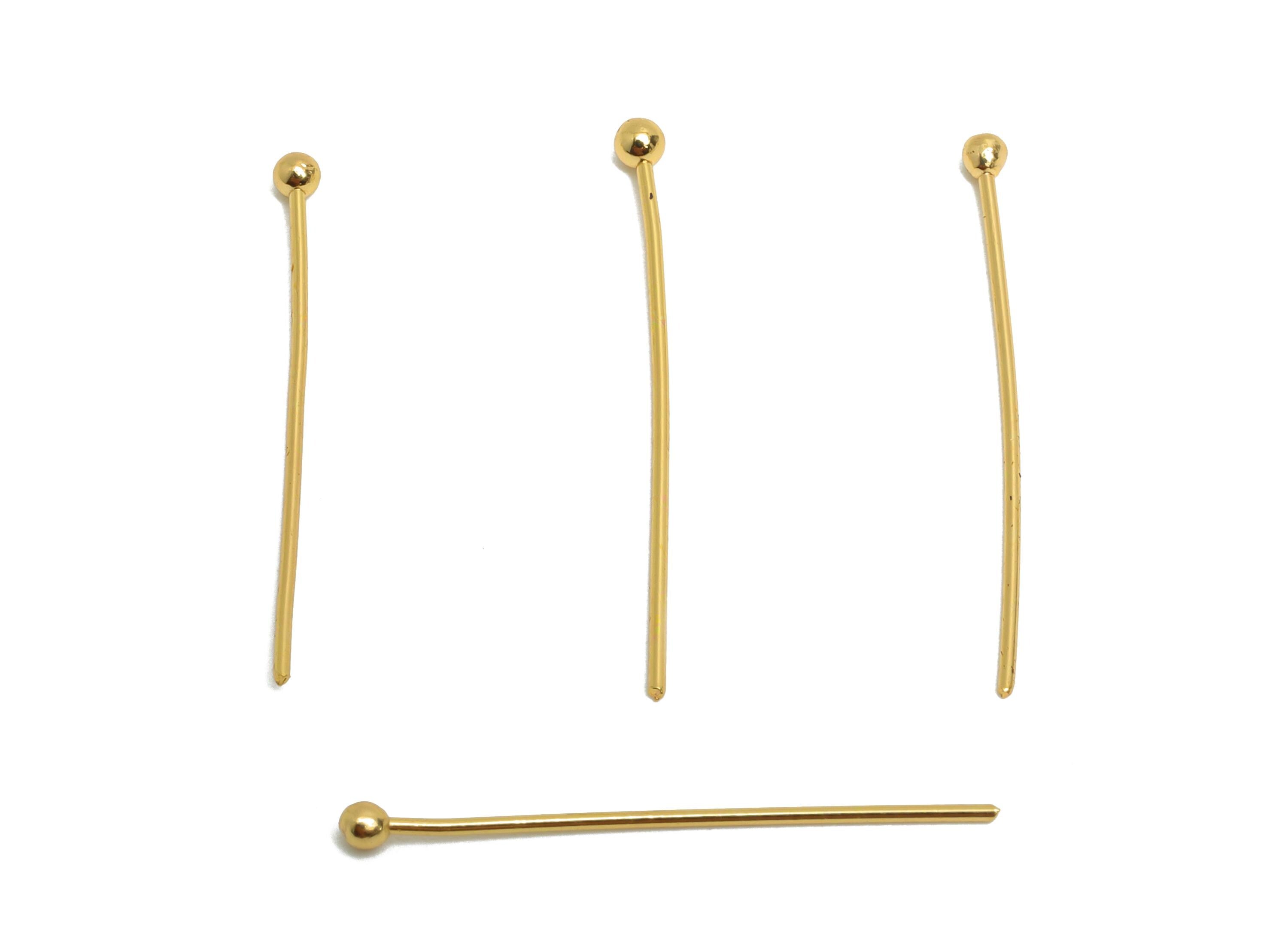 0.7*26*2.0mm Gold Ball Headpin - Brass Bead Stopper Pin - Metal Headpin - DIY Jewelry Making - Bead Supplies for Handmade Creation -RGP10343 - DOMEDBAZAAR
