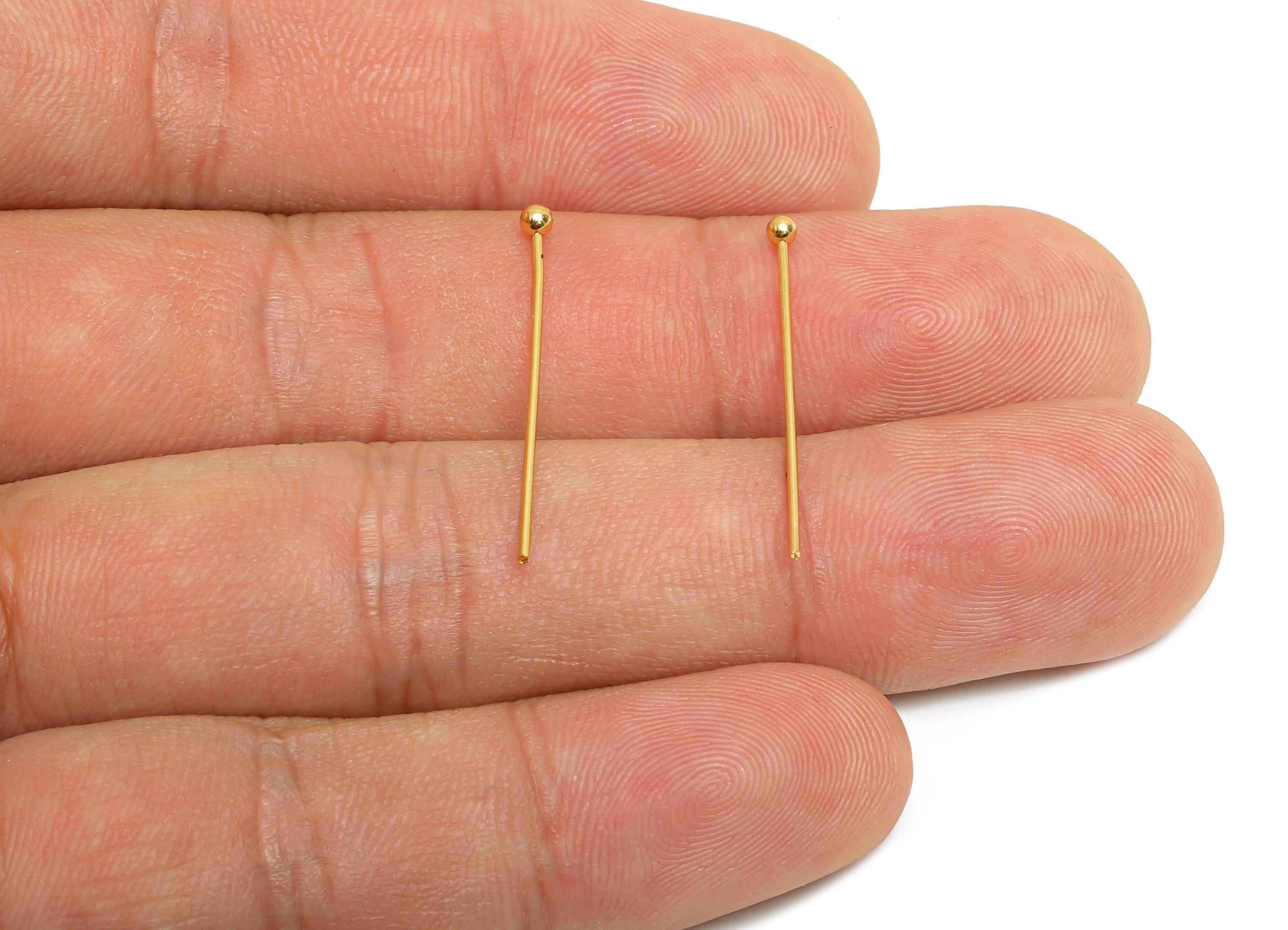 0.7*26*2.0mm Gold Ball Headpin - Brass Bead Stopper Pin - Metal Headpin - DIY Jewelry Making - Bead Supplies for Handmade Creation -RGP10343 - DOMEDBAZAAR