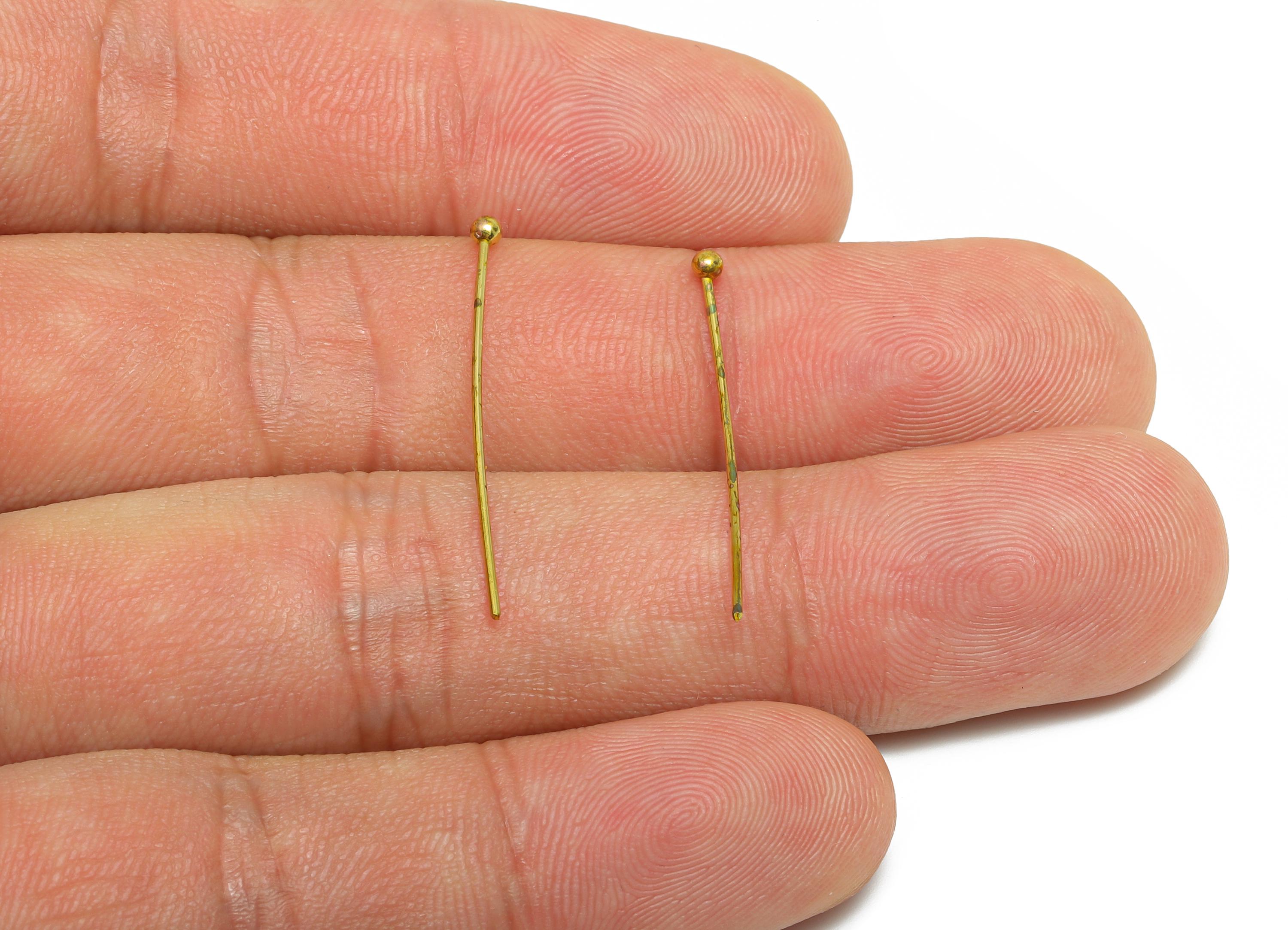 0.7*28*2.0mm Ball Headpin - Raw Brass Bead Stopper Pin - Metal Headpin - DIY Jewelry Making - Bead Supplies for Handmade Creation - PP11006 - DOMEDBAZAAR