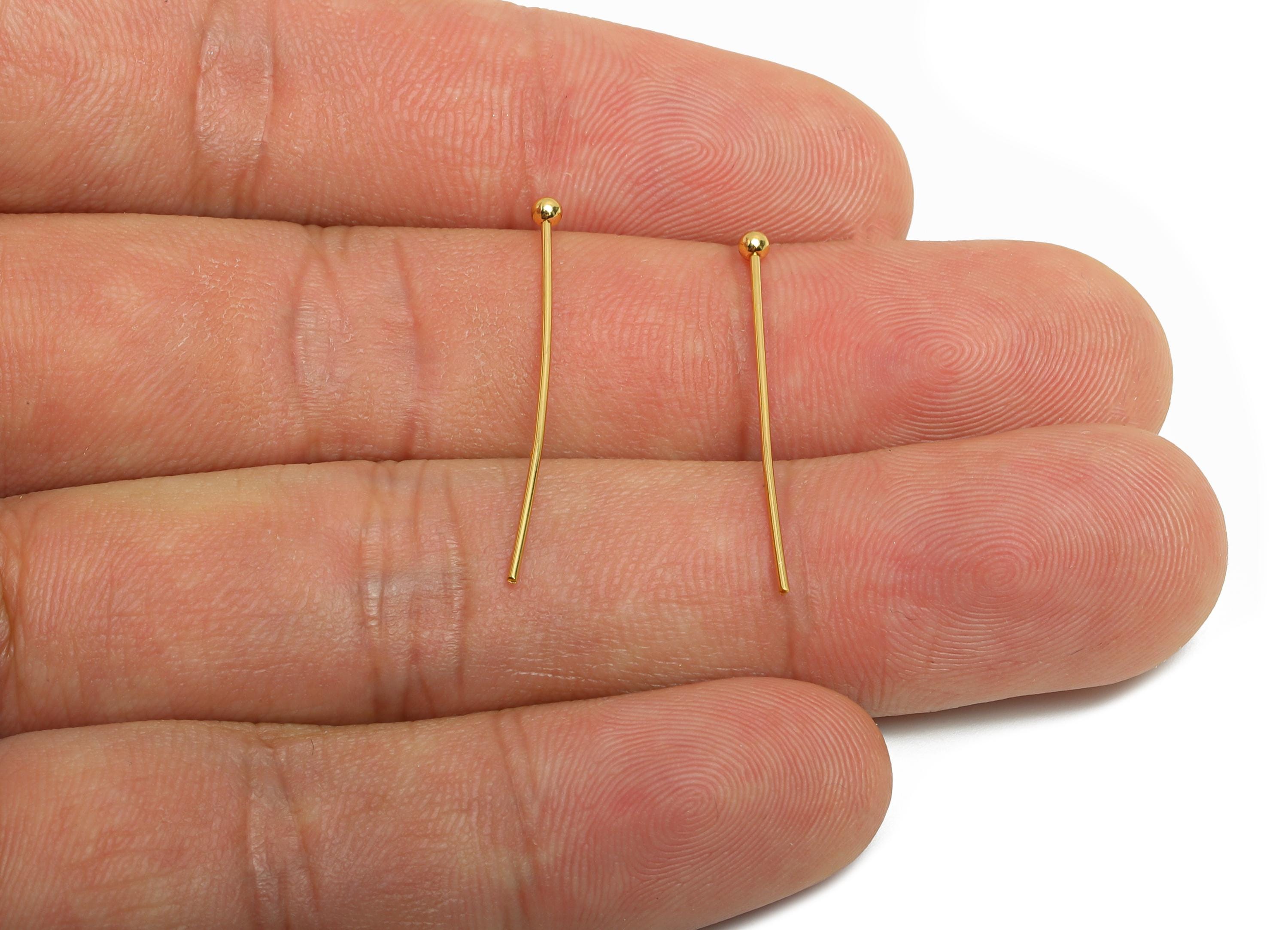 0.7*28*2.0mm Gold Ball Headpin - Brass Bead Stopper Pin - Metal Headpin - DIY Jewelry Making - Bead Supplies for Handmade Creation -RGP10344 - DOMEDBAZAAR